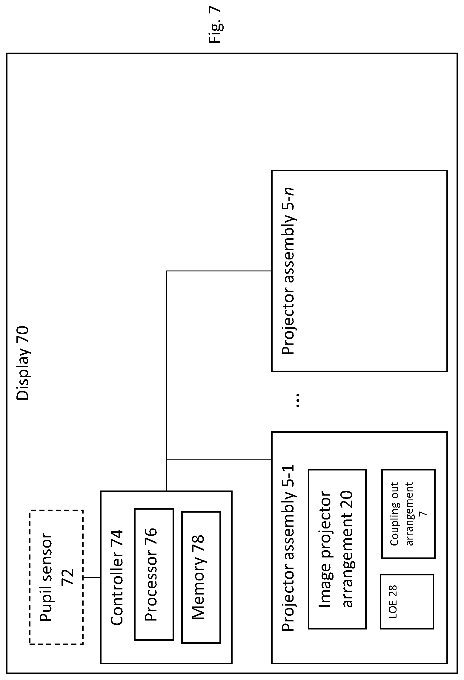 Patent US12099196 Figure 8 – Near-eye display having overlapping projector assemblies