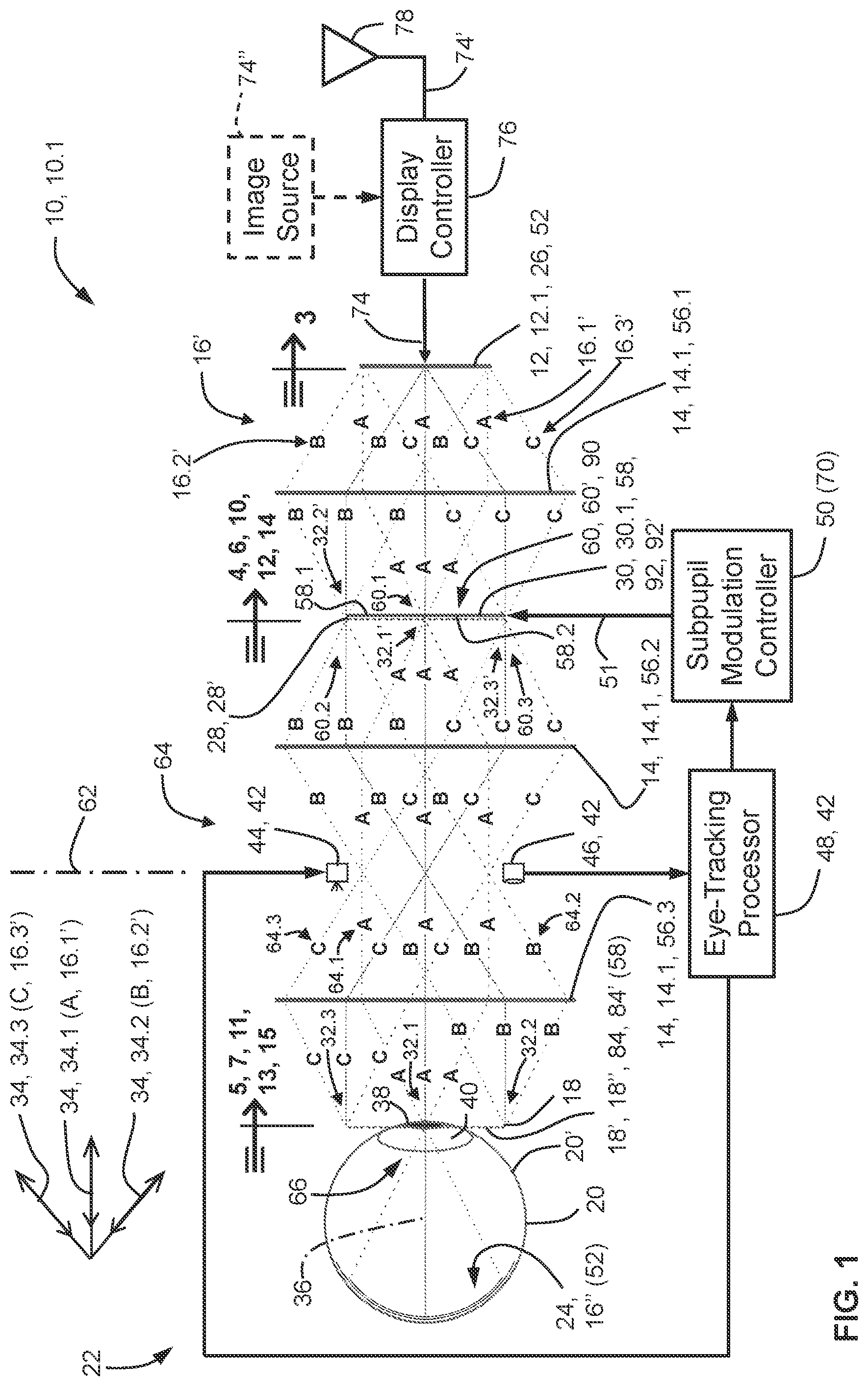 Patent US12099206 Figure 1 – Near-eye display system