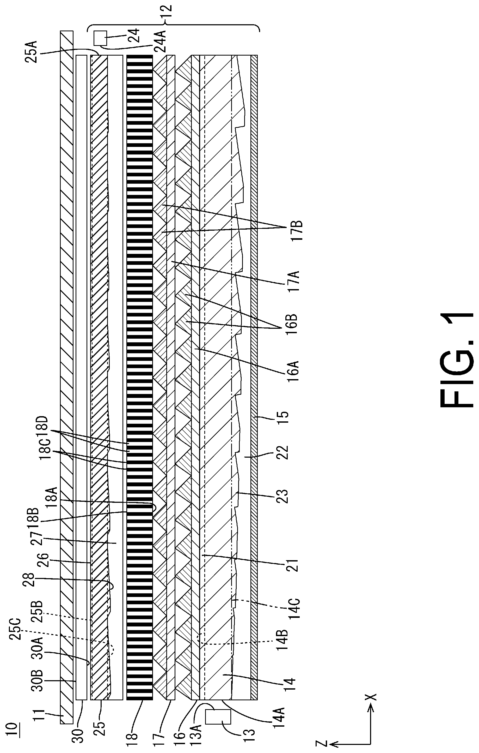 Patent US12099229 Figure 1 – Illumination device and display device