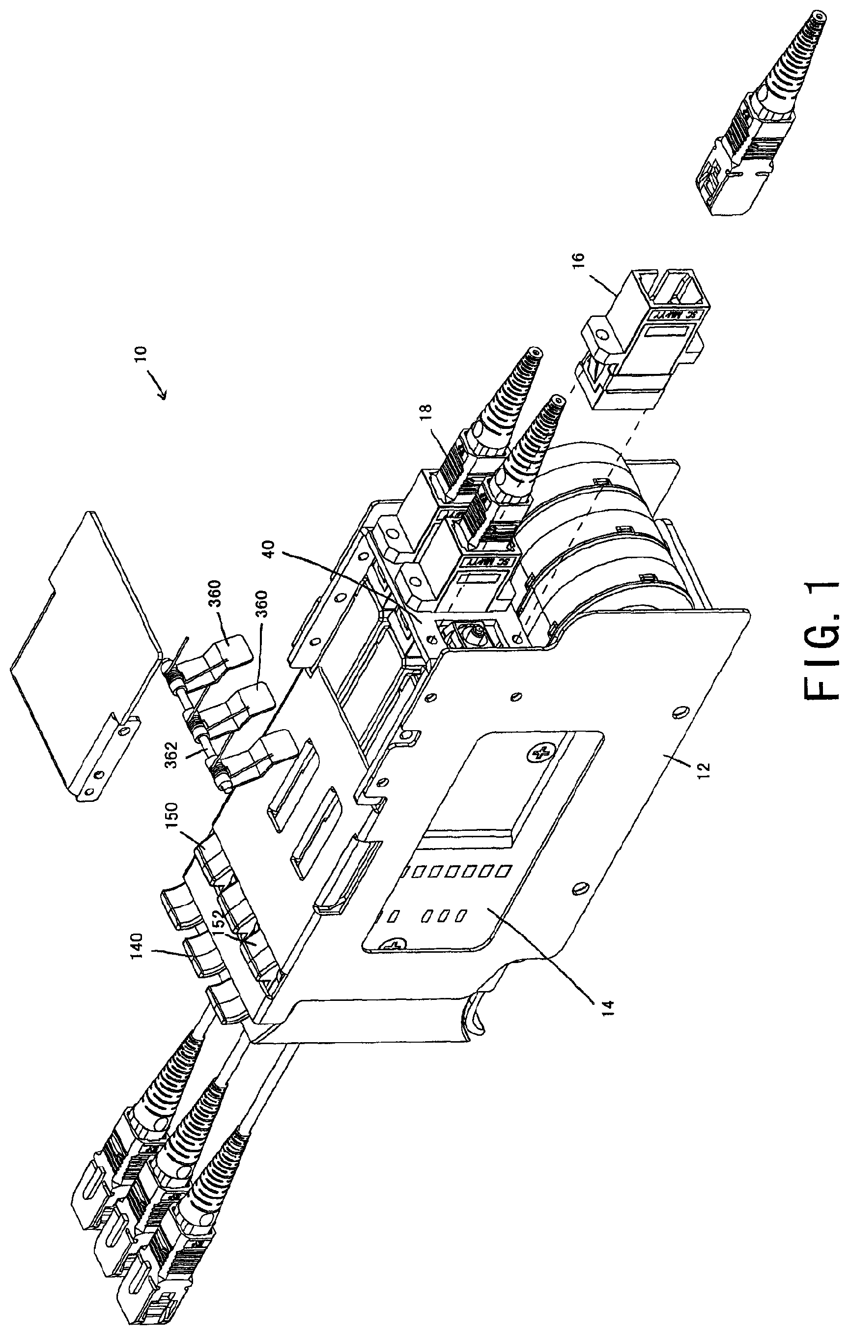Patent US12099247 Figure 1 – Fiber optic module and chassis