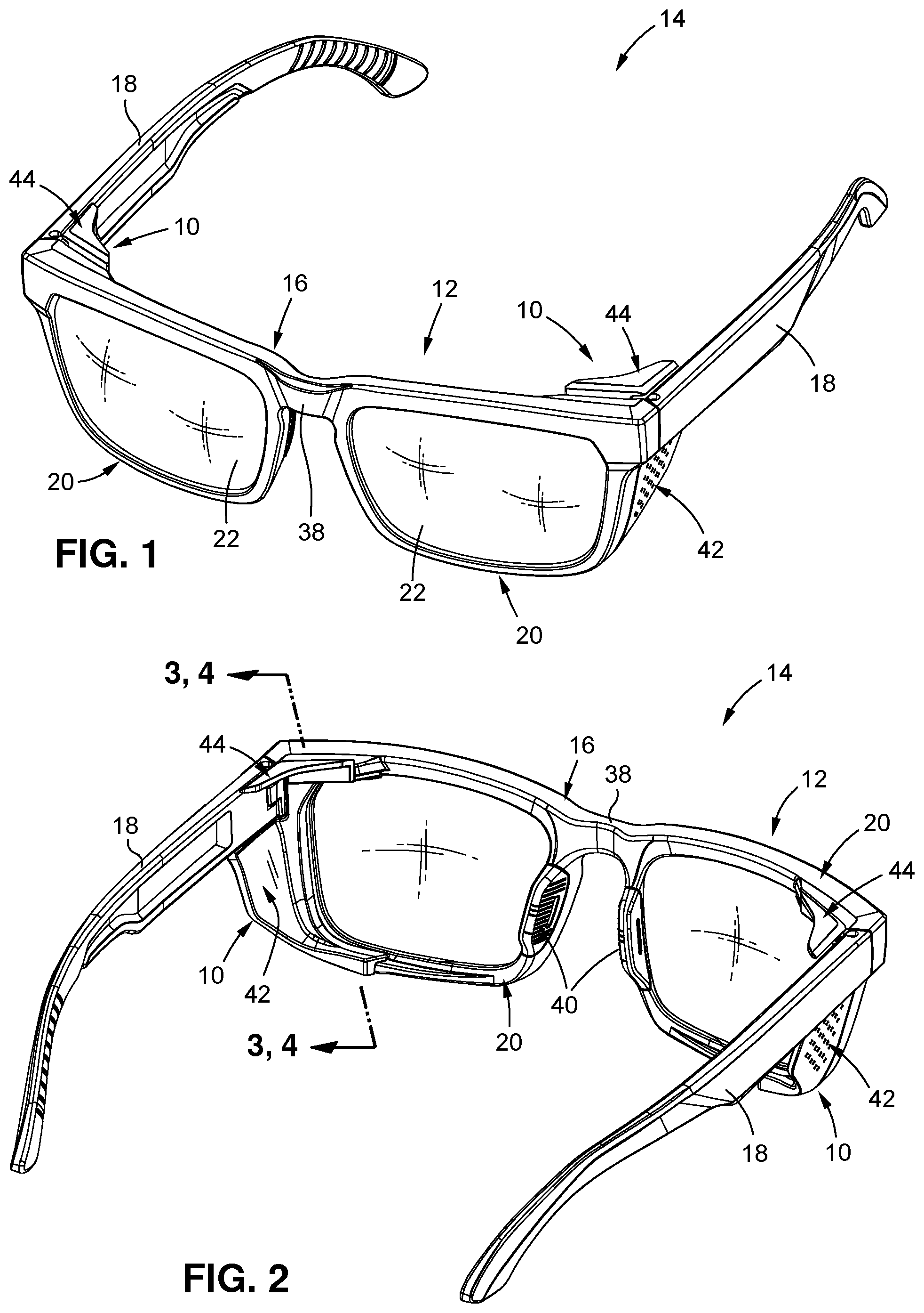 Patent US12099262 Figure 1 – Side shield for eyeglasses