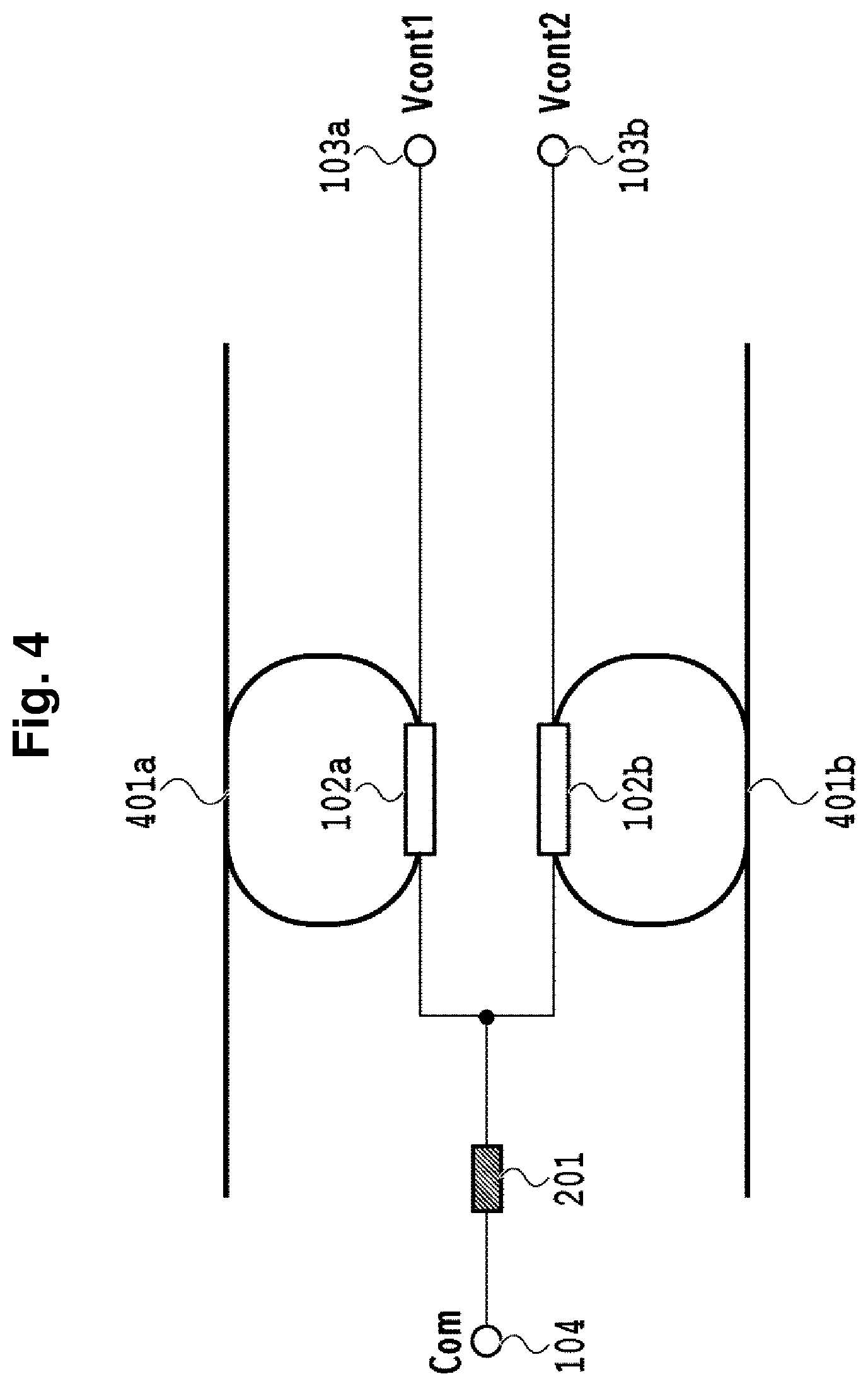 Patent US12099266 Figure 4 – Optical circuit with common ground configuration for resistors and thermo-optic phase shifters