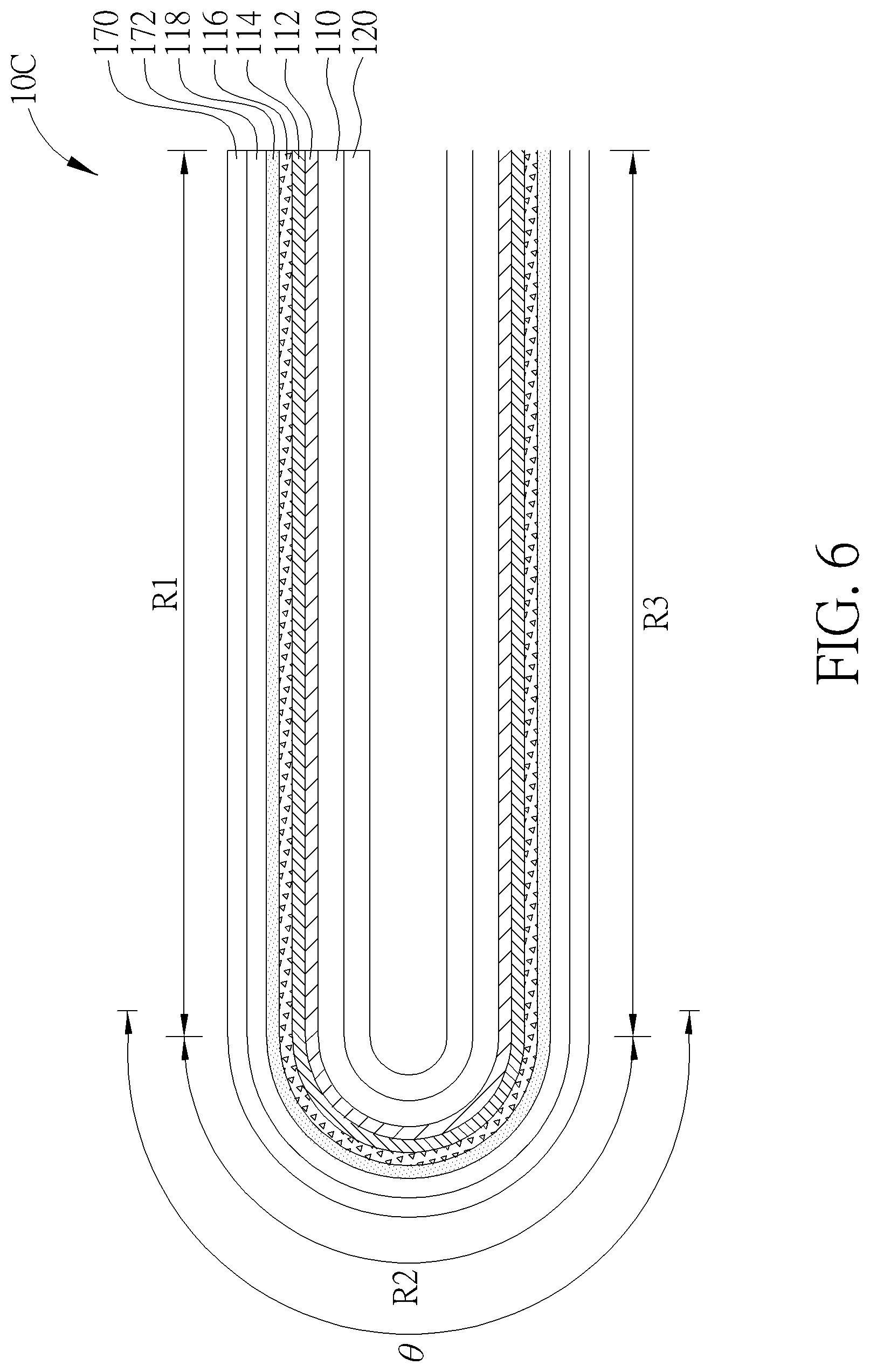 Patent US12099272 Figure 6 – Foldable touch display device having an insulating layer with different thicknesses