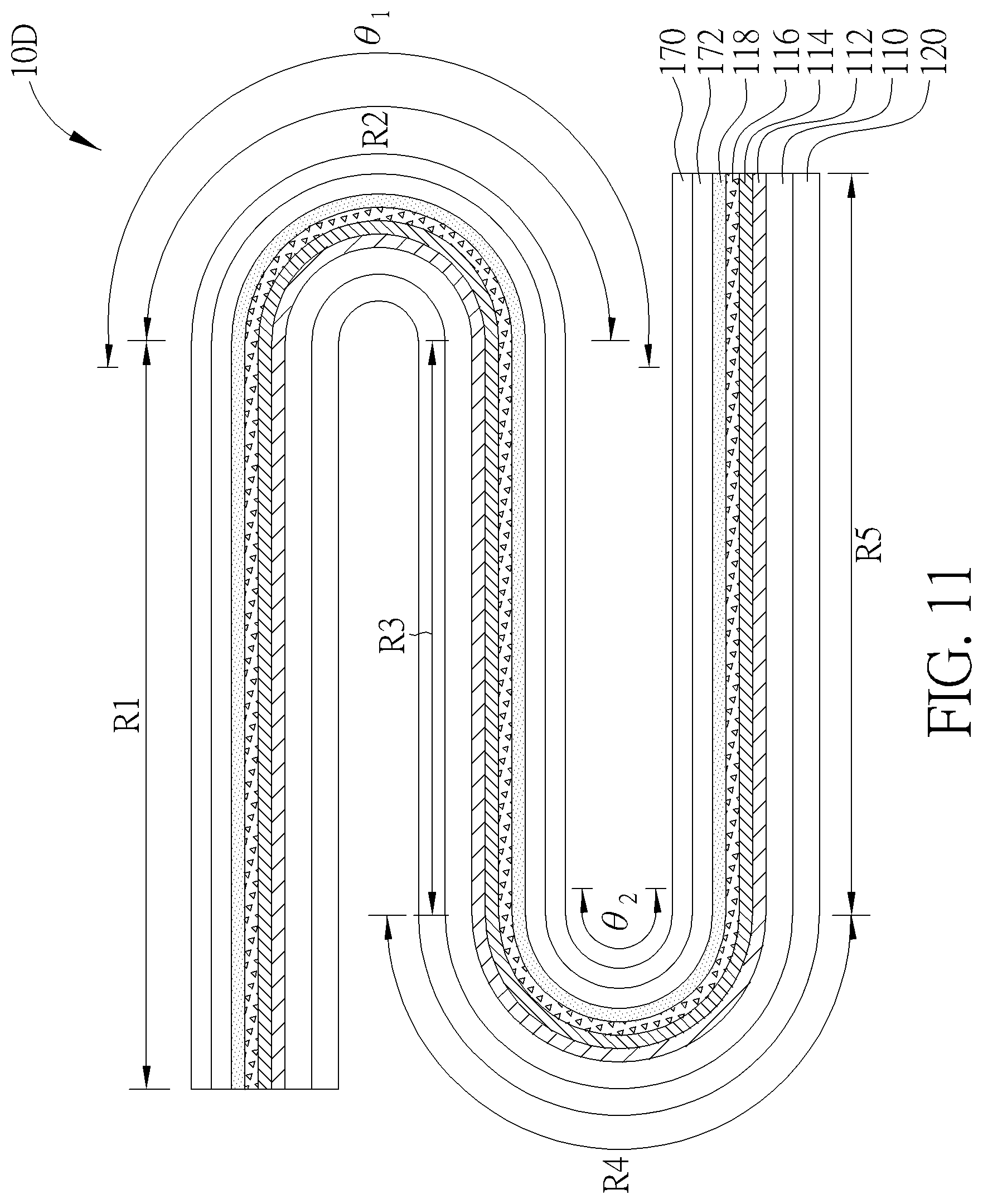 Patent US12099272 Figure 11 – Foldable touch display device having an insulating layer with different thicknesses