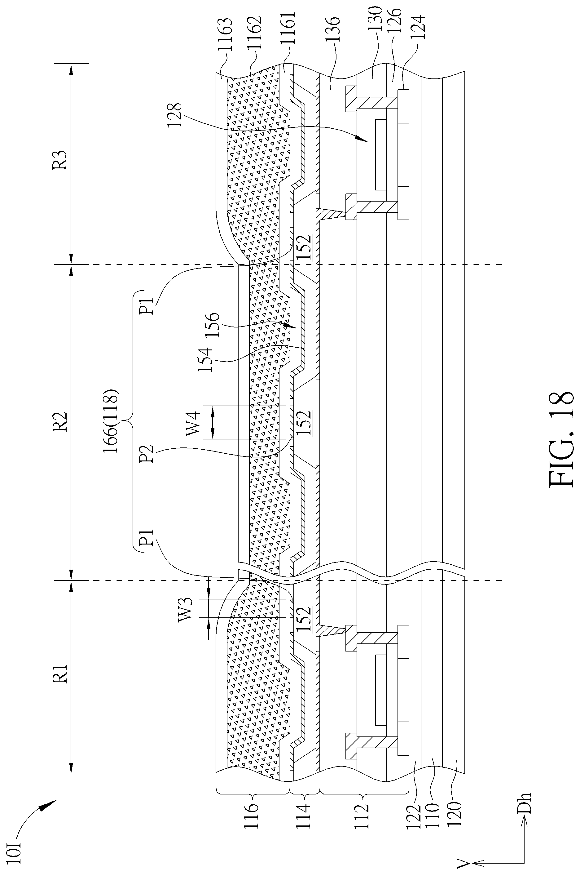 Patent US12099272 Figure 18 – Foldable touch display device having an insulating layer with different thicknesses