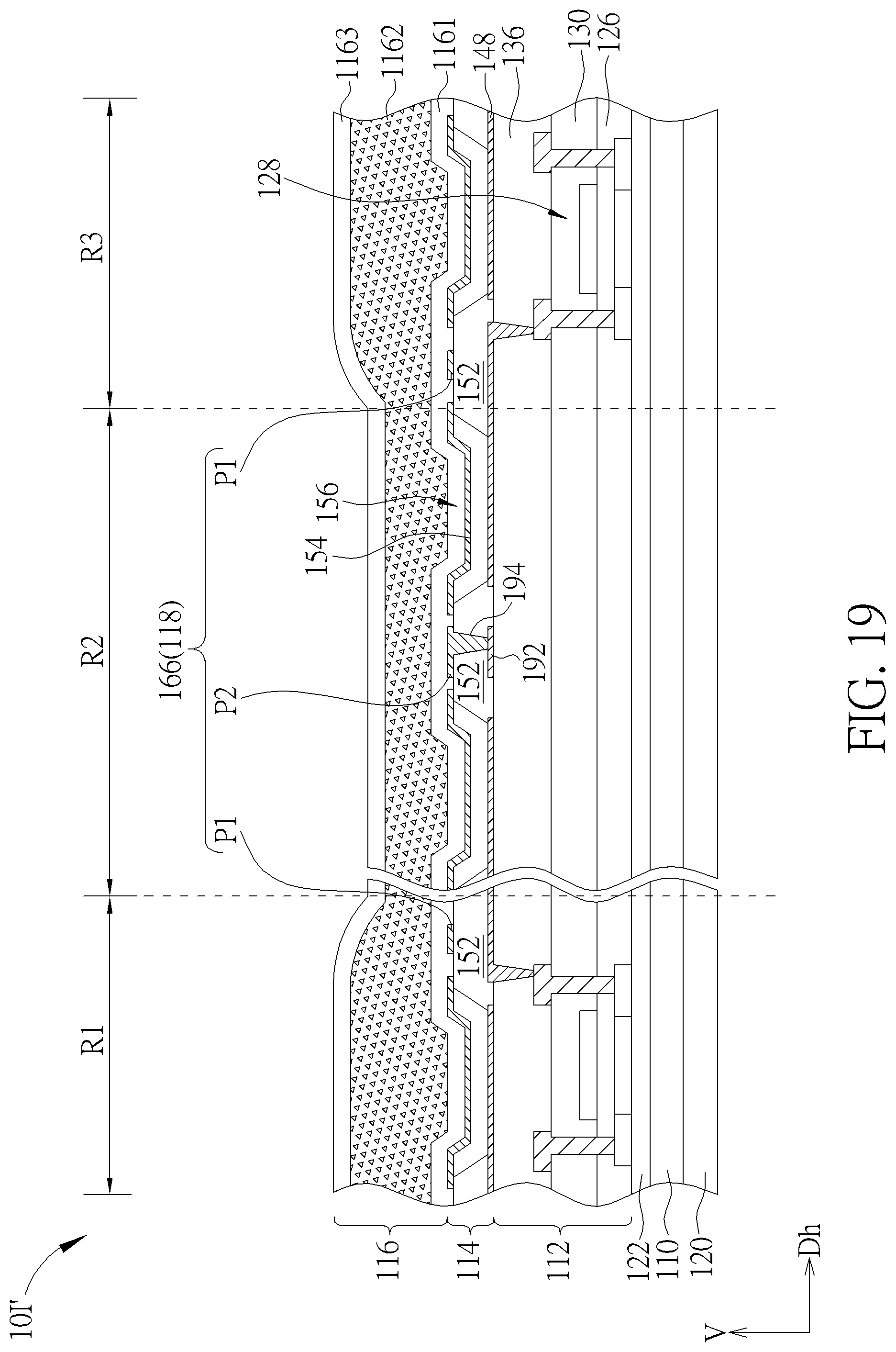 Patent US12099272 Figure 19 – Foldable touch display device having an insulating layer with different thicknesses