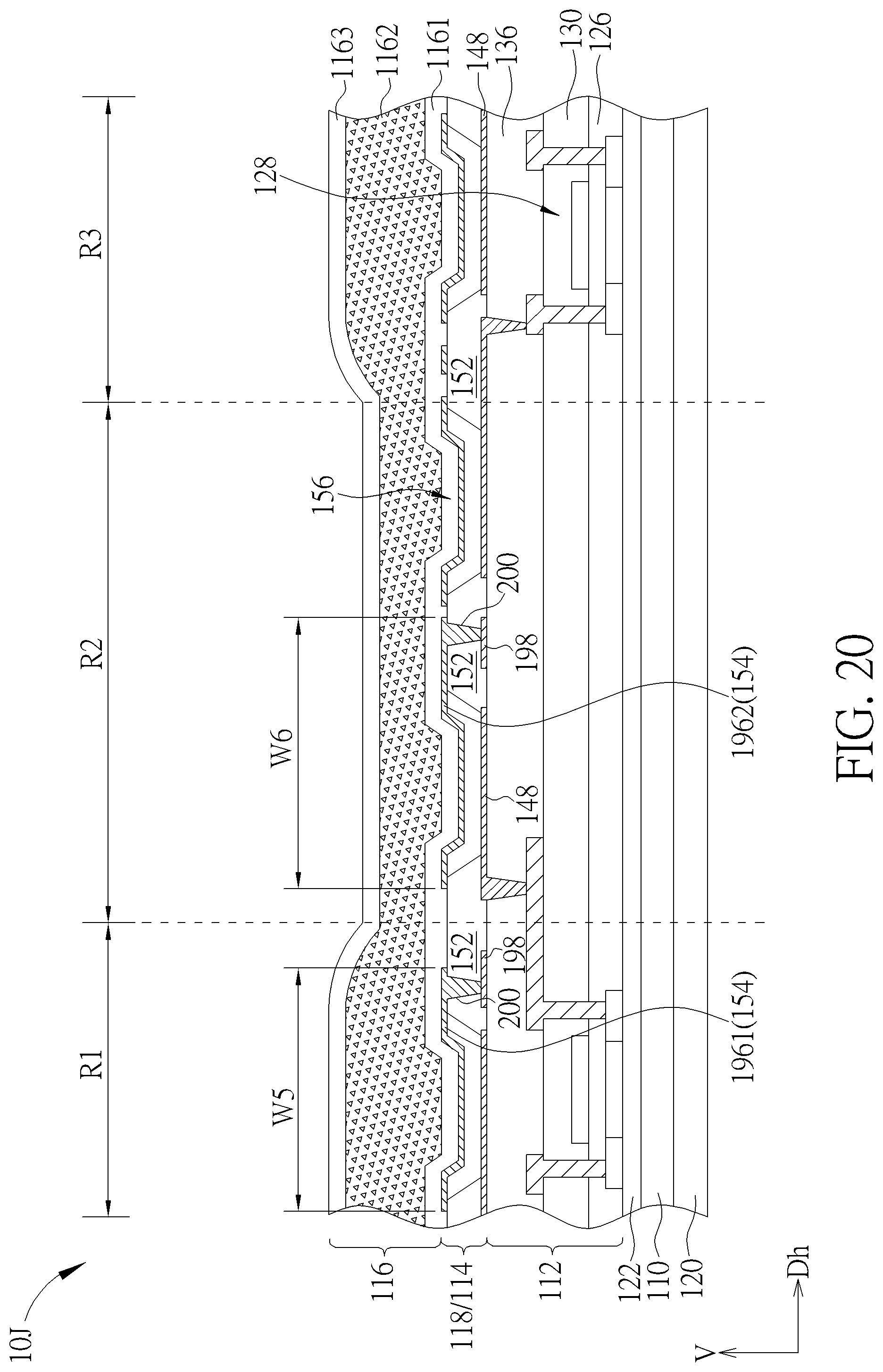Patent US12099272 Figure 20 – Foldable touch display device having an insulating layer with different thicknesses
