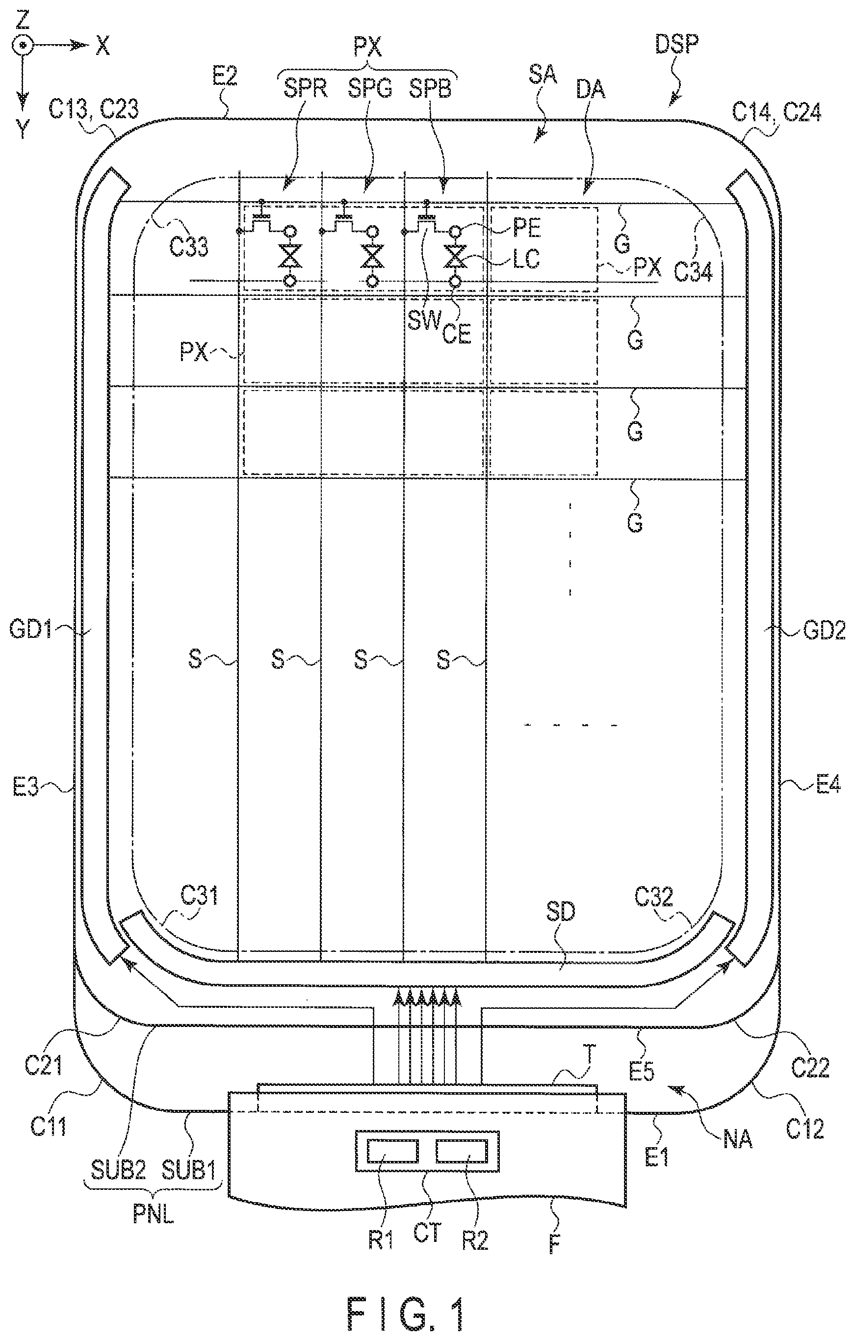 Patent US12099278 Figure 1 – Display device