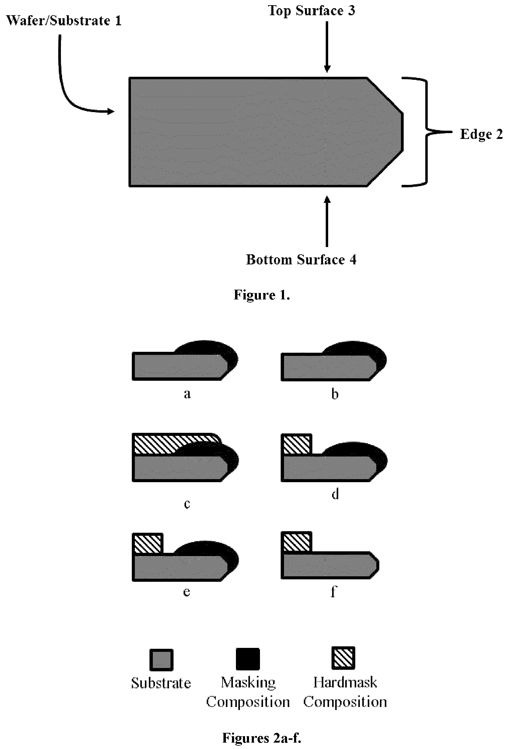 Patent US12099305 Figure 1 – Rinse and method of use thereof for removing edge protection layers and residual metal hardmask components