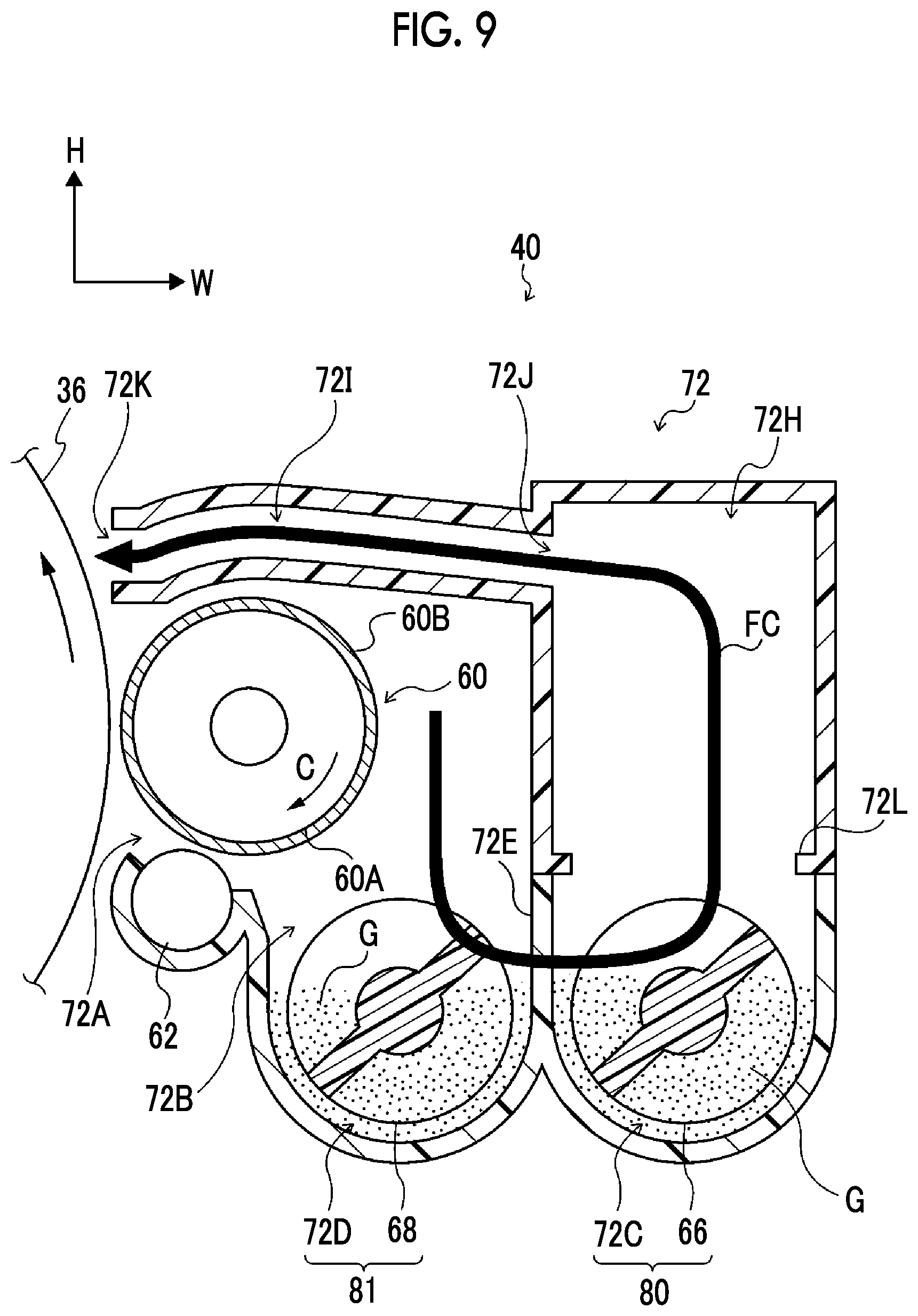 Patent US12099316 Figure 9 – Developing device and image forming apparatus that suppress discharge of developer