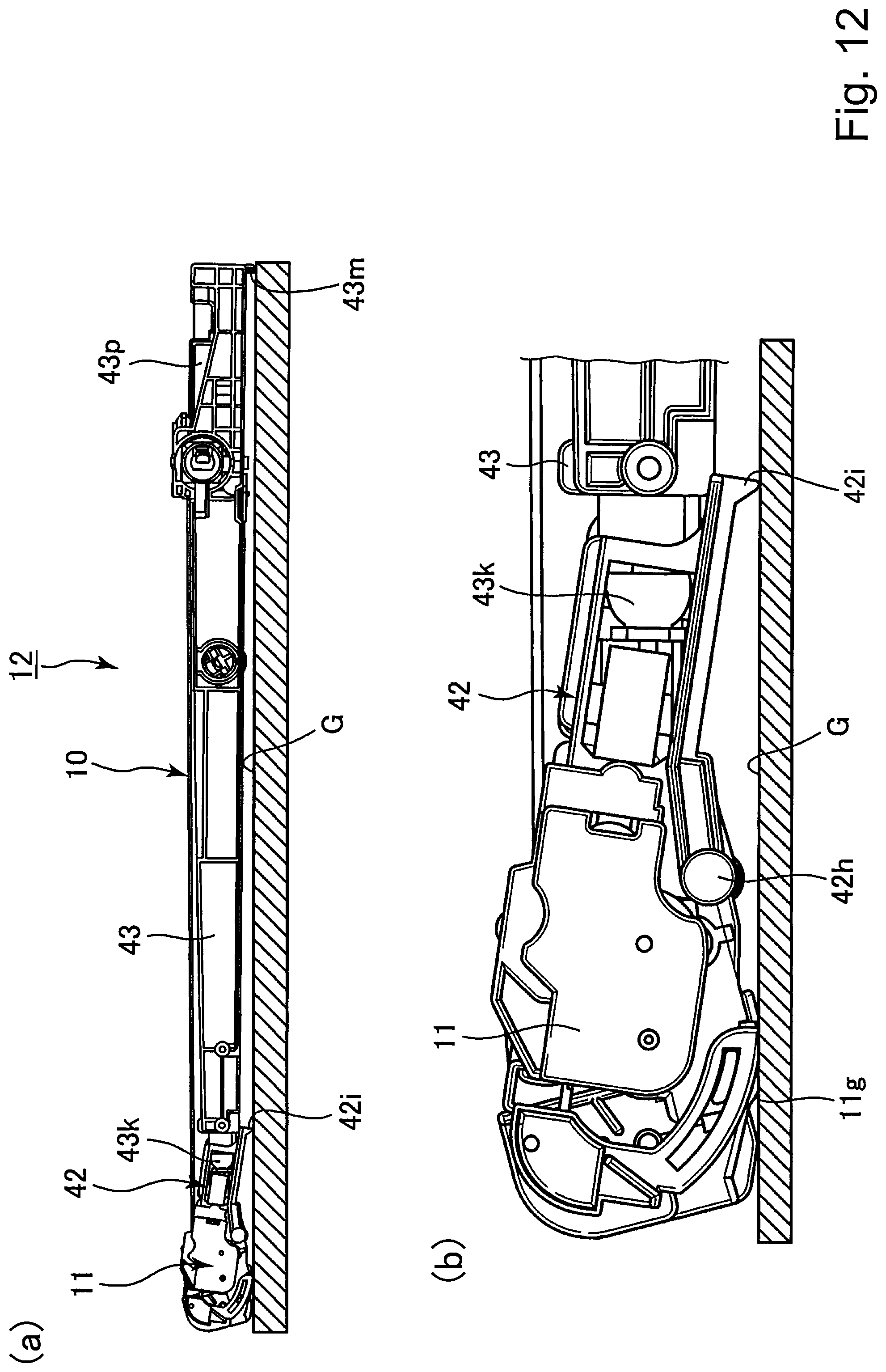 Patent US12099317 Figure 12 – Image forming apparatus having a detachable transfer unit including transfer belt and a swingable cleaning unit