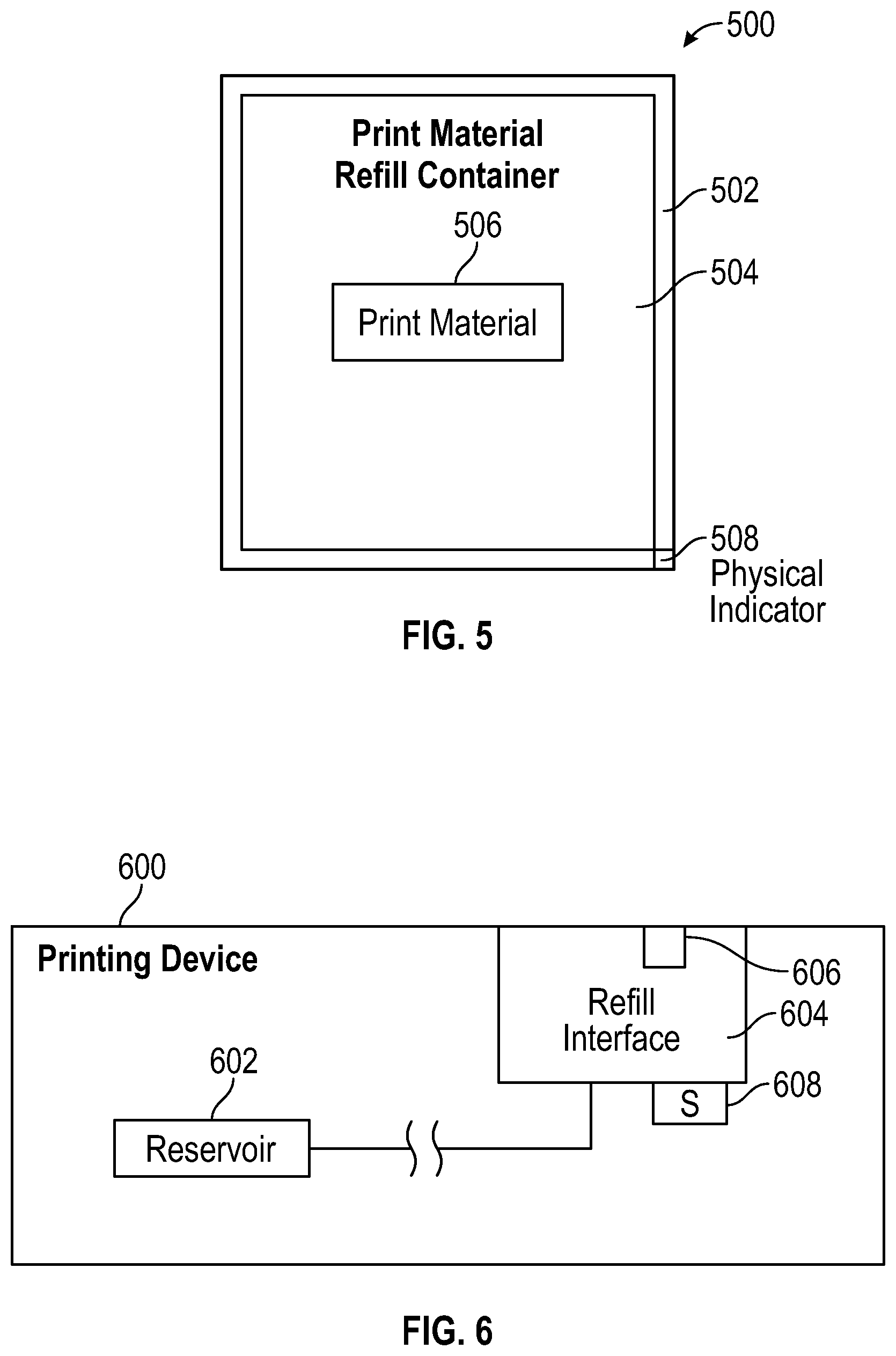 Patent US12099320 Figure 5 – Physical indicators of print material refill containers