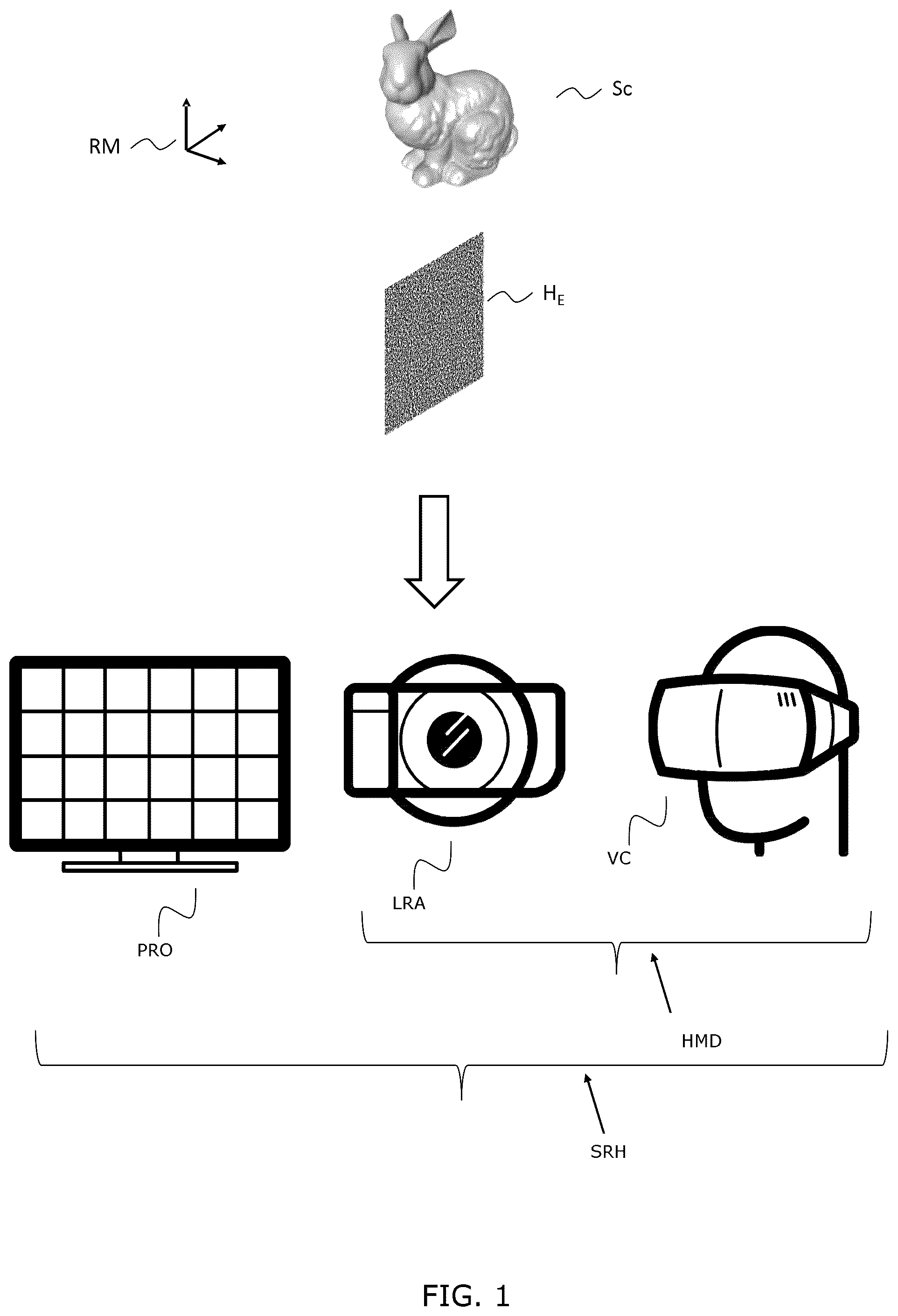 Patent US12099329 Figure 1 – Method for processing a hologram, and associated device, holographic display system and computer program