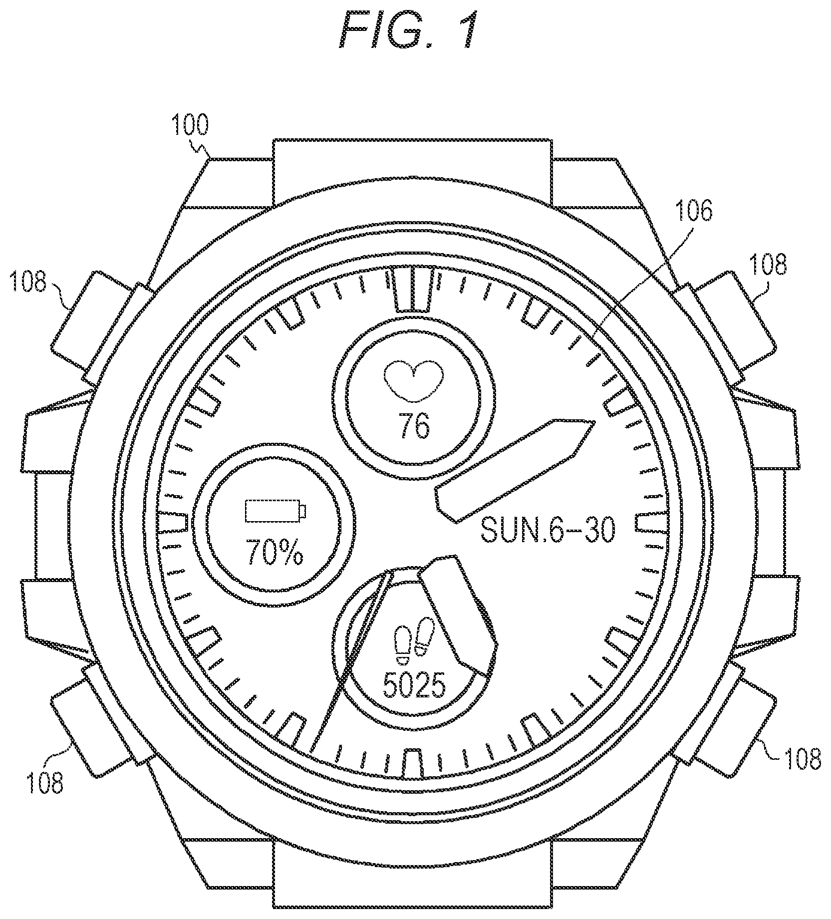 Patent US12099332 Figure 1 – Display control device, electronic watch, display control method, and recording medium