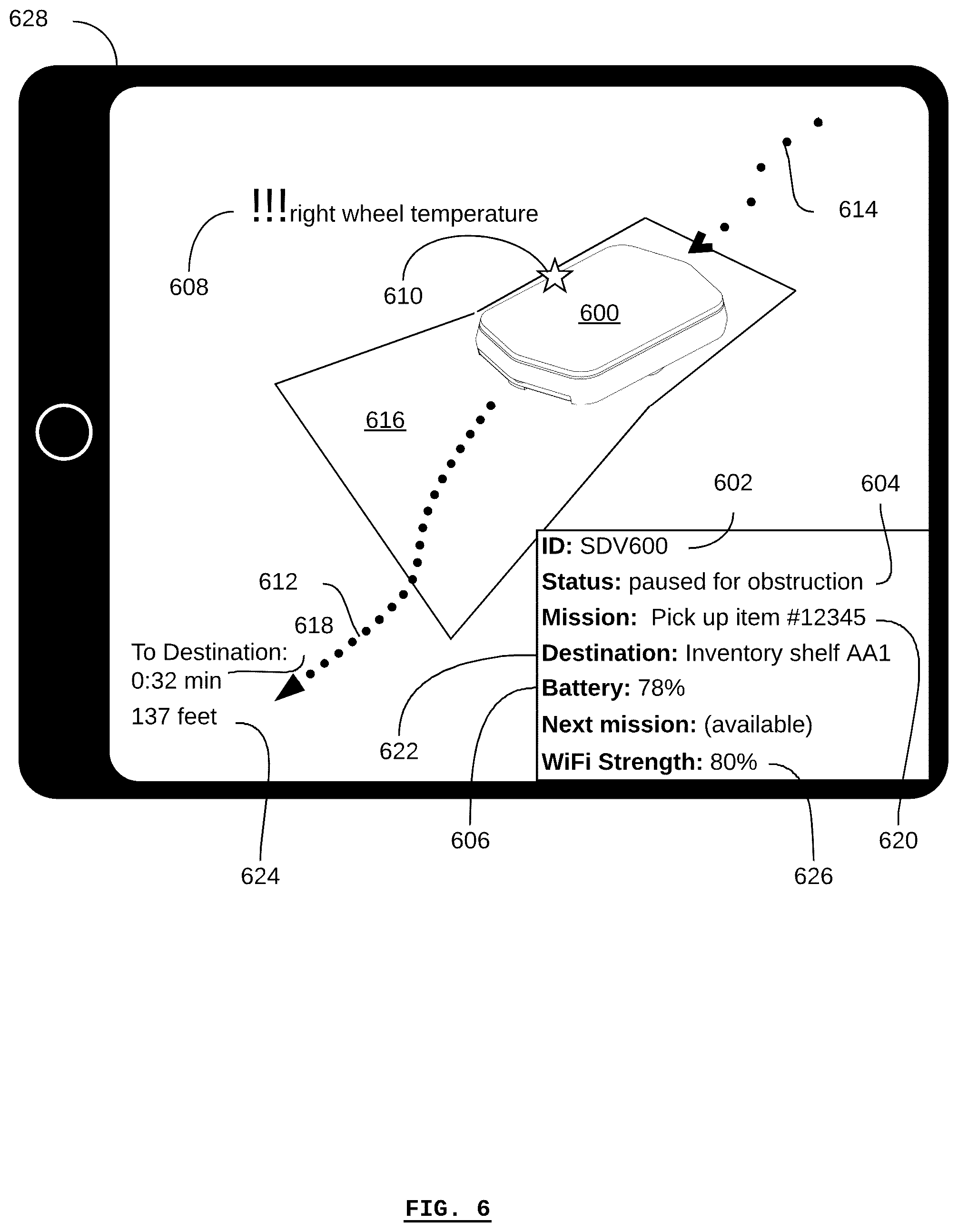Patent US12099354 Figure 6 – Systems and methods for monitoring a self-driving vehicle