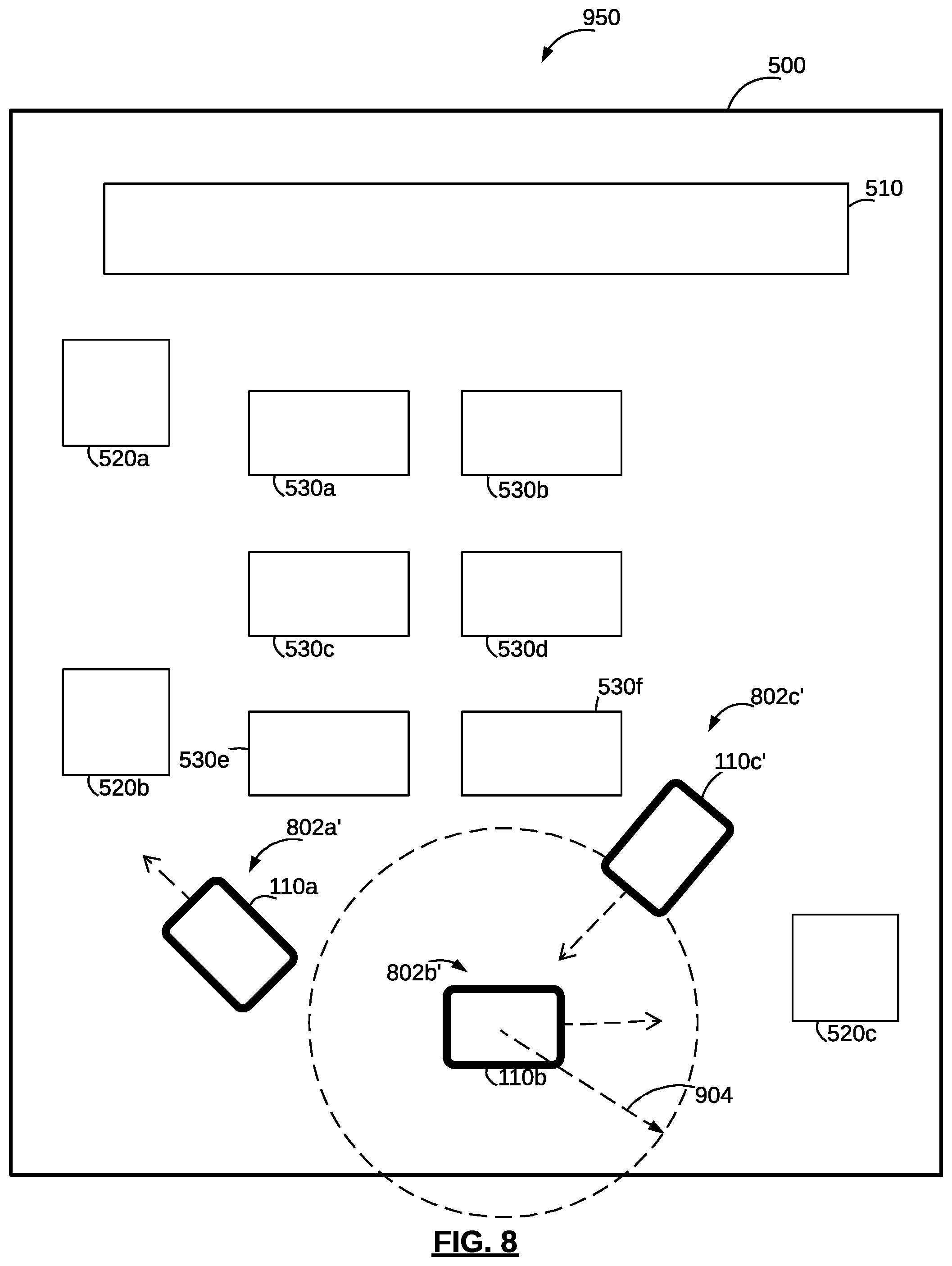 Patent US12099368 Figure 8 – Communication systems for self-driving vehicles, and methods of providing thereof