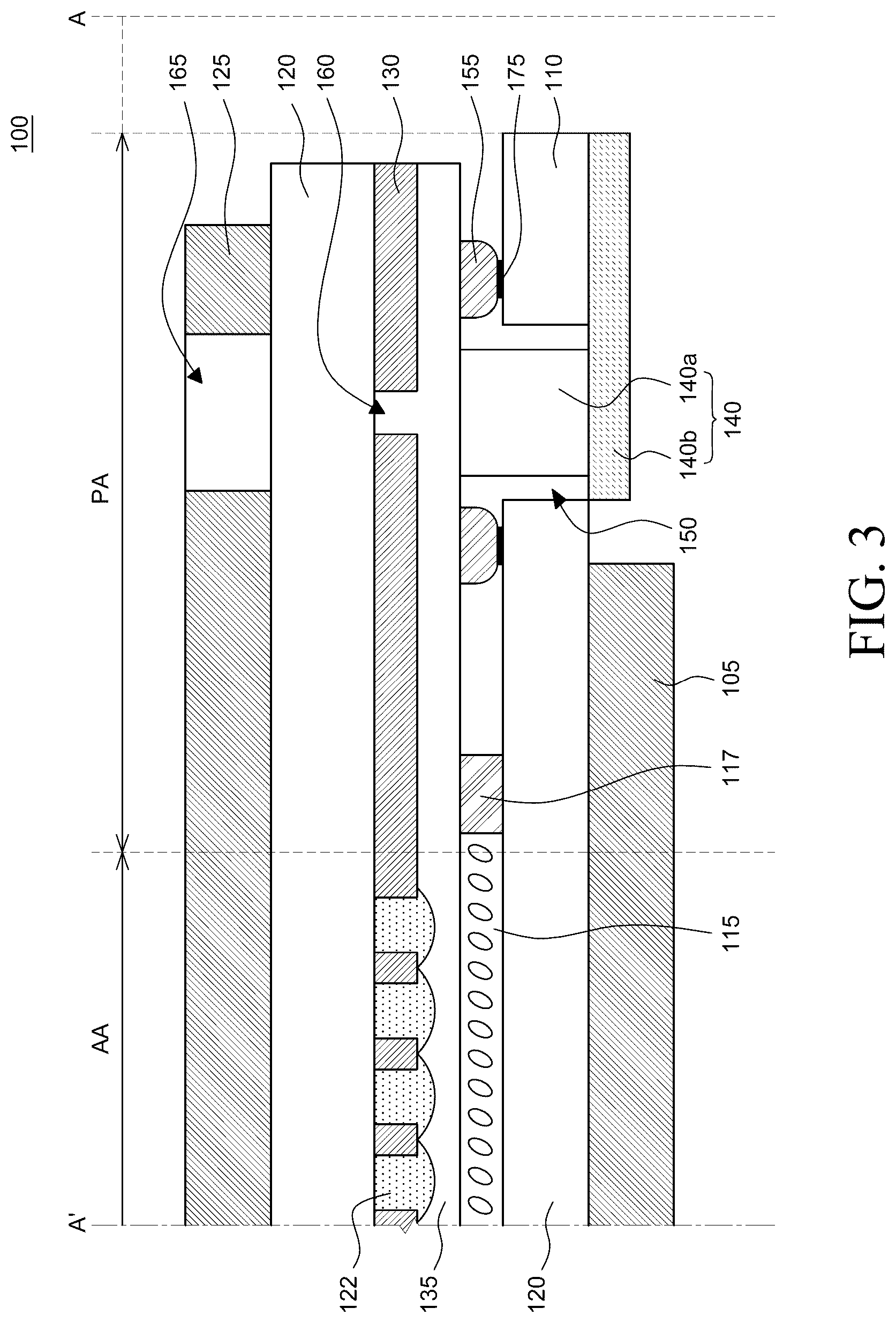 Patent US12099380 Figure 3 – Display apparatus comprising a camera module inserted into an opening of an array substrate that is supported by a lens hole guide