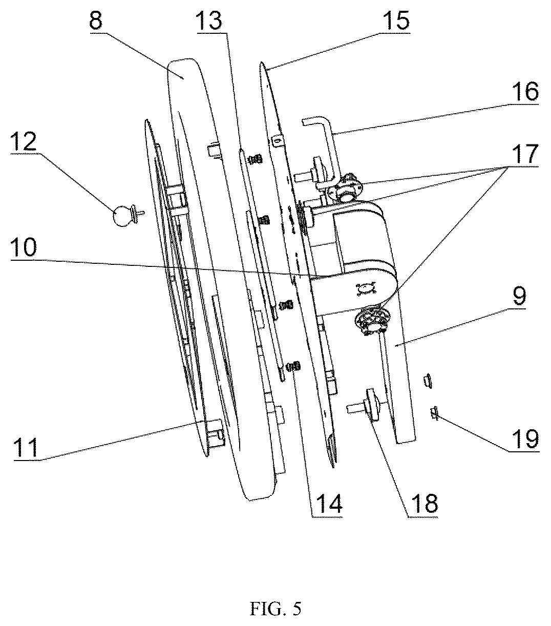 Patent US12099382 Figure 5 – Photographic device holder convenient for angle adjustment and tablet computer replacement