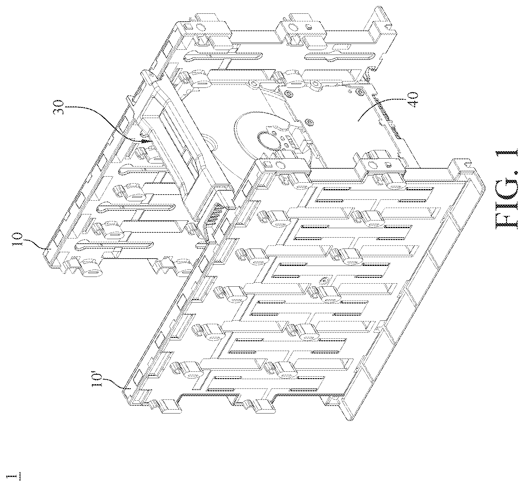 Patent US12099384 Figure 1 – Mount bracket, storage device assembly, and server