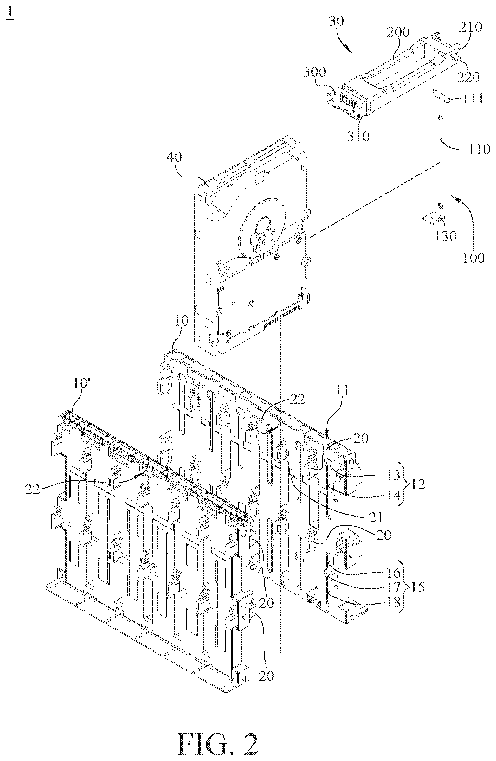 Patent US12099384 Figure 2 – Mount bracket, storage device assembly, and server