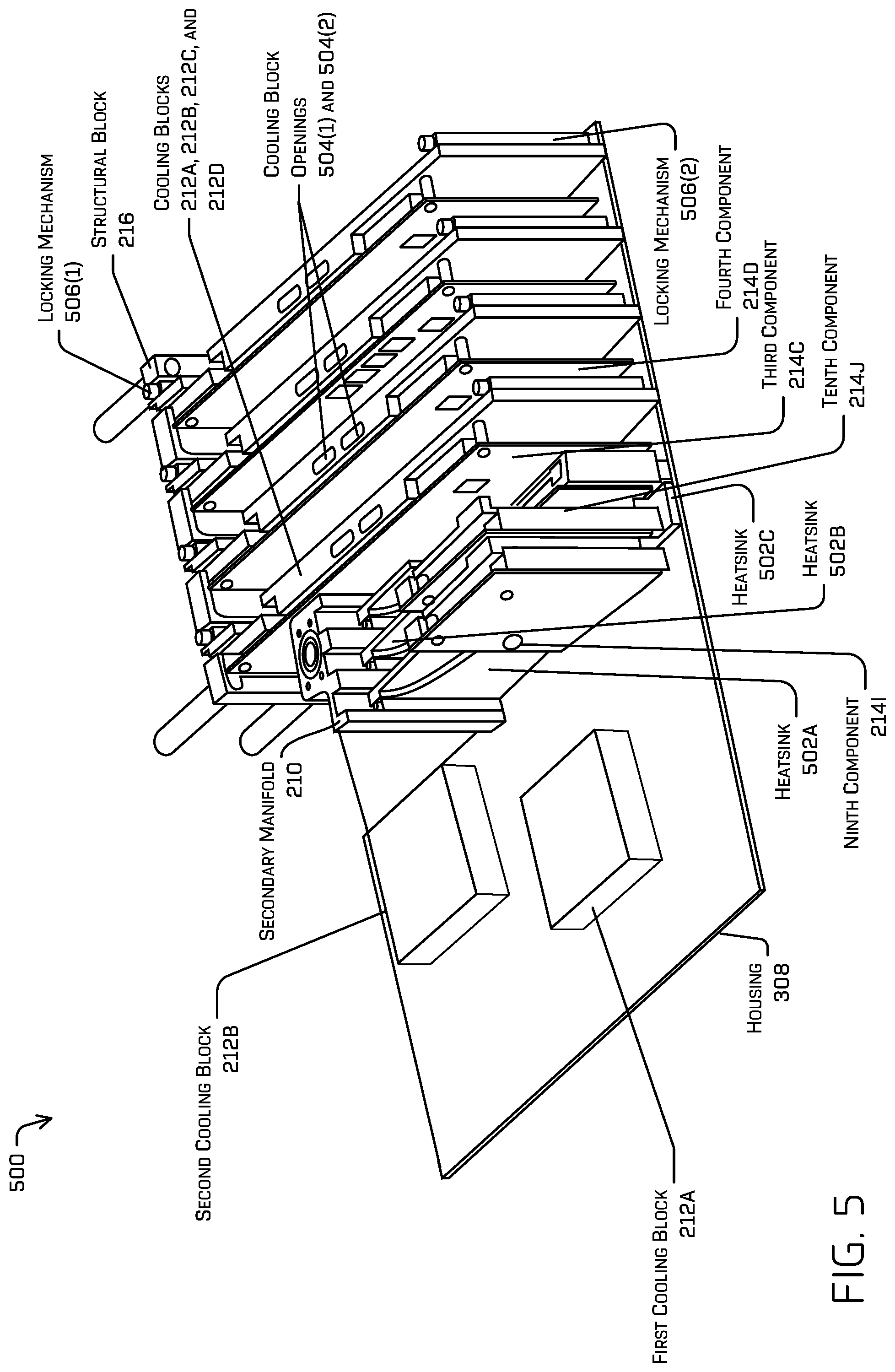 Patent US12099387 Figure 5 – Redundant computer cooling architecture