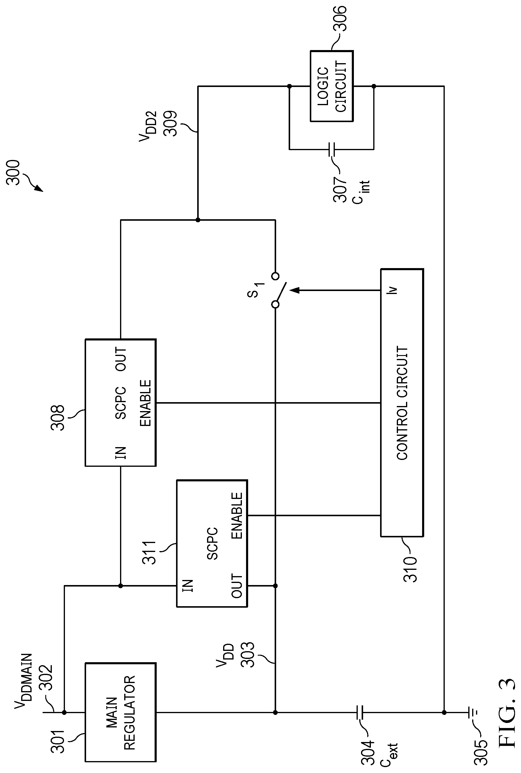 Patent US12099394 Figure 5 – Preserving a decoupling capacitor's charge during low power operation of a logic circuit