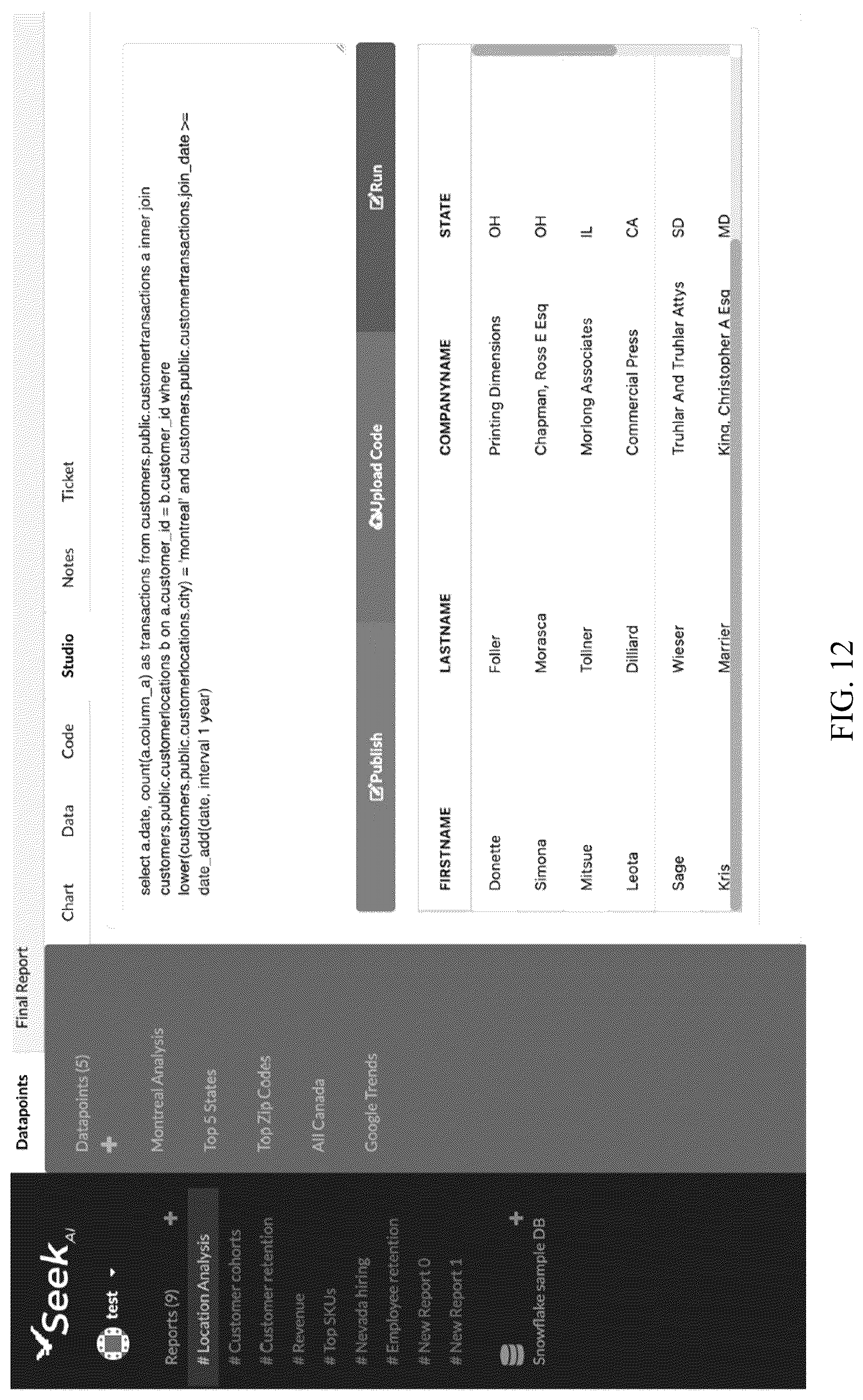 Patent US12099502 Figure 14 – NLP methods and systems for querying data sets
