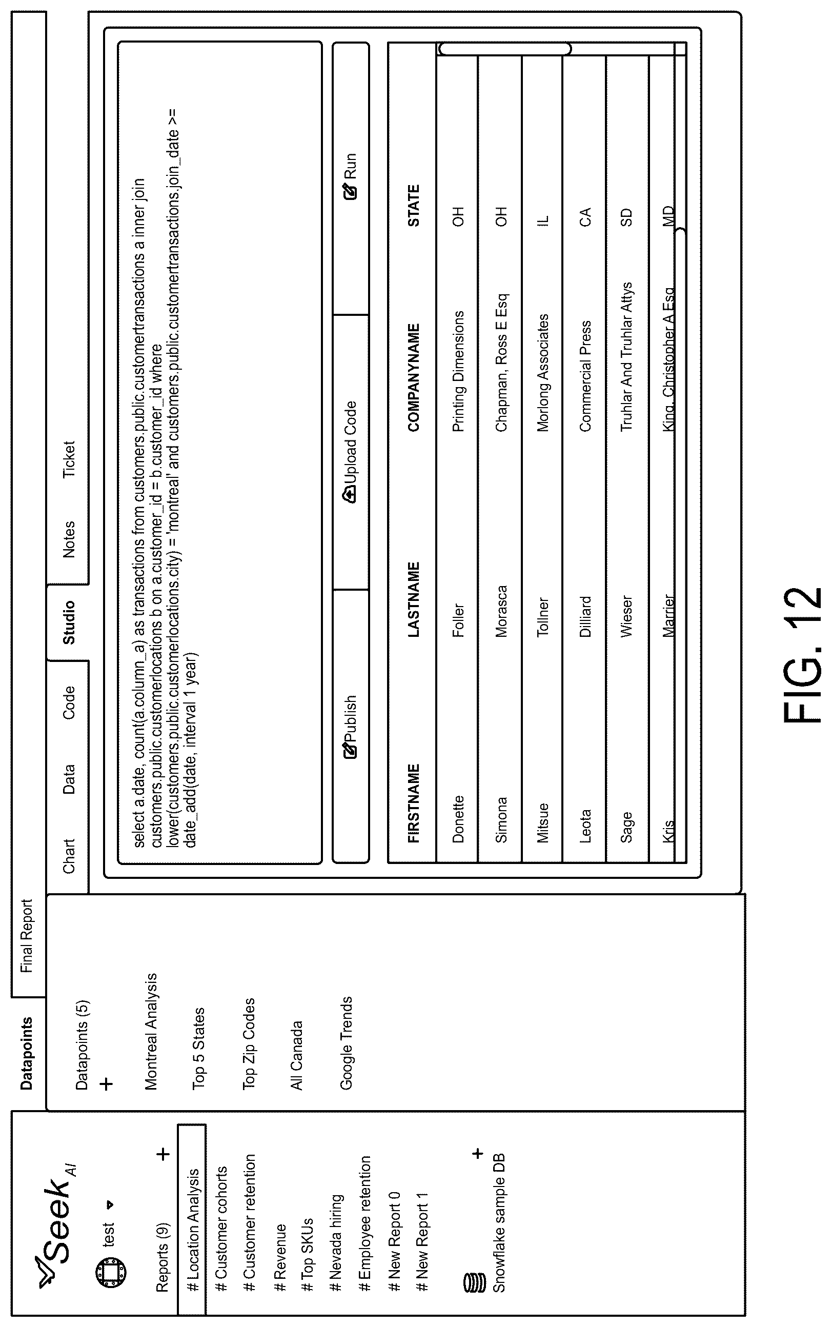 Patent US12099503 Figure 14 – NLP methods and systems for querying data sets