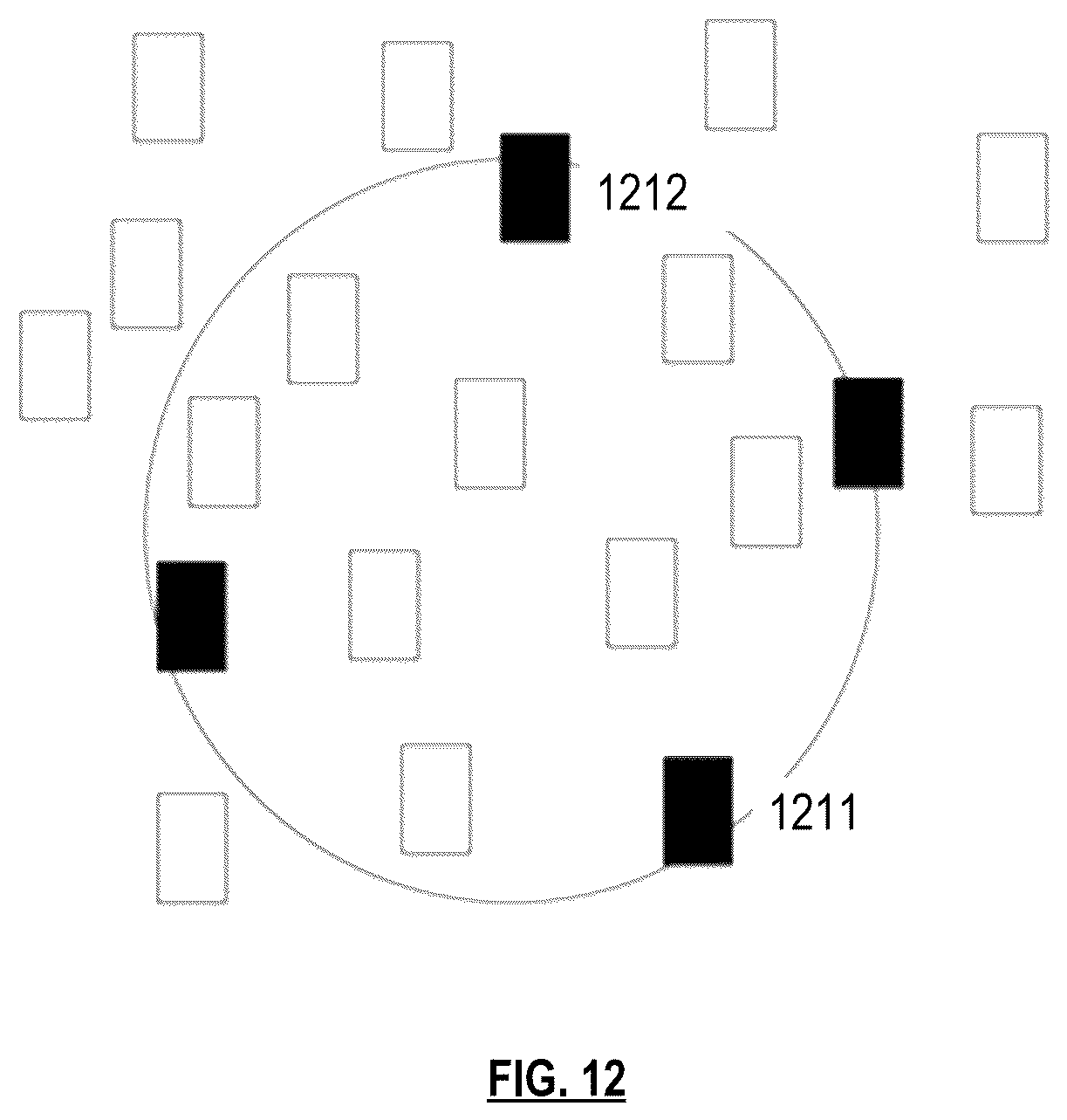 Patent US12099542 Figure 12 – Implementing a graphical user interface to collect information from a user to identify a desired document based on dissimilarity and/or collective closeness to other identified documents