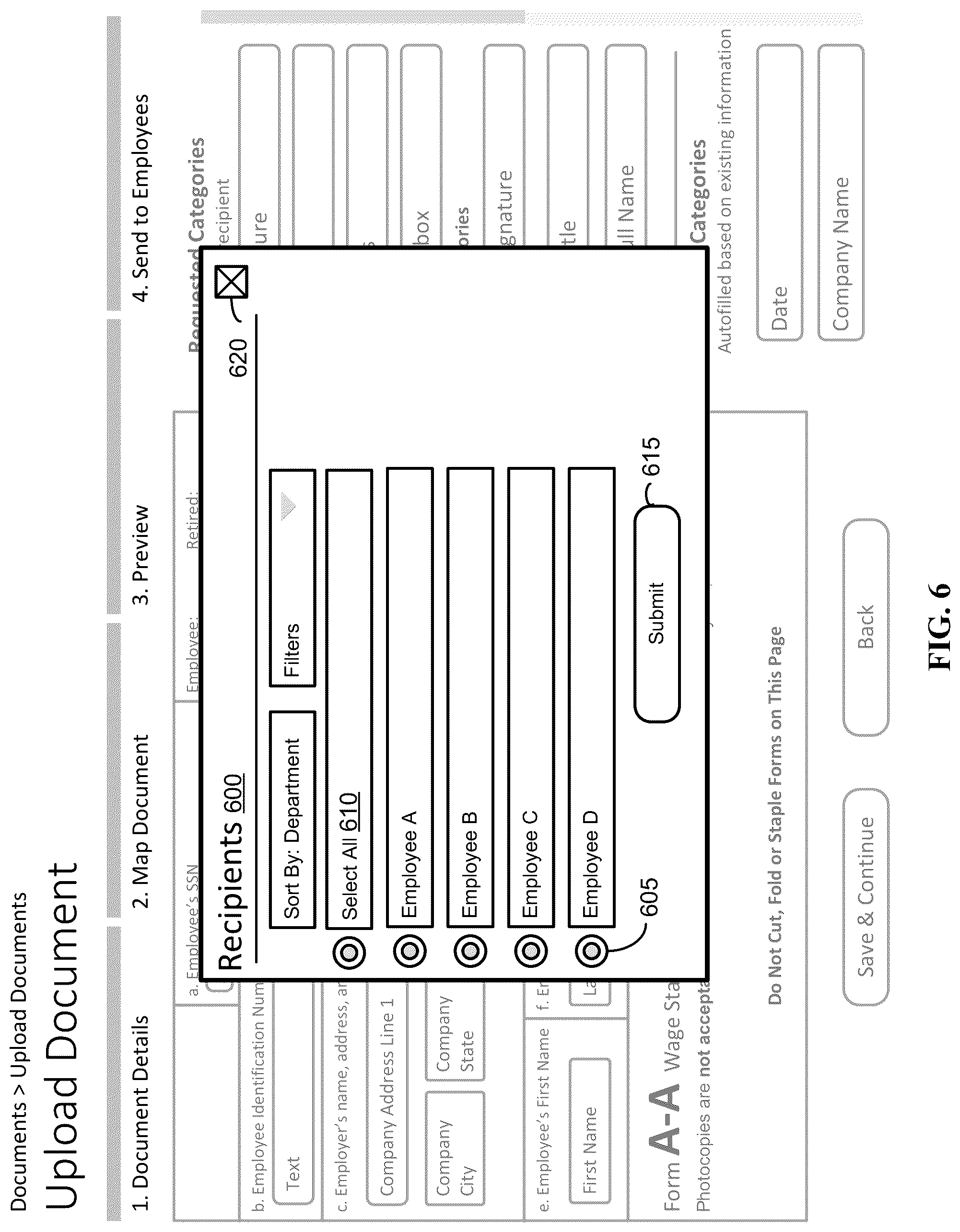 Patent US12099549 Figure 6 – Automated field placement for uploaded documents