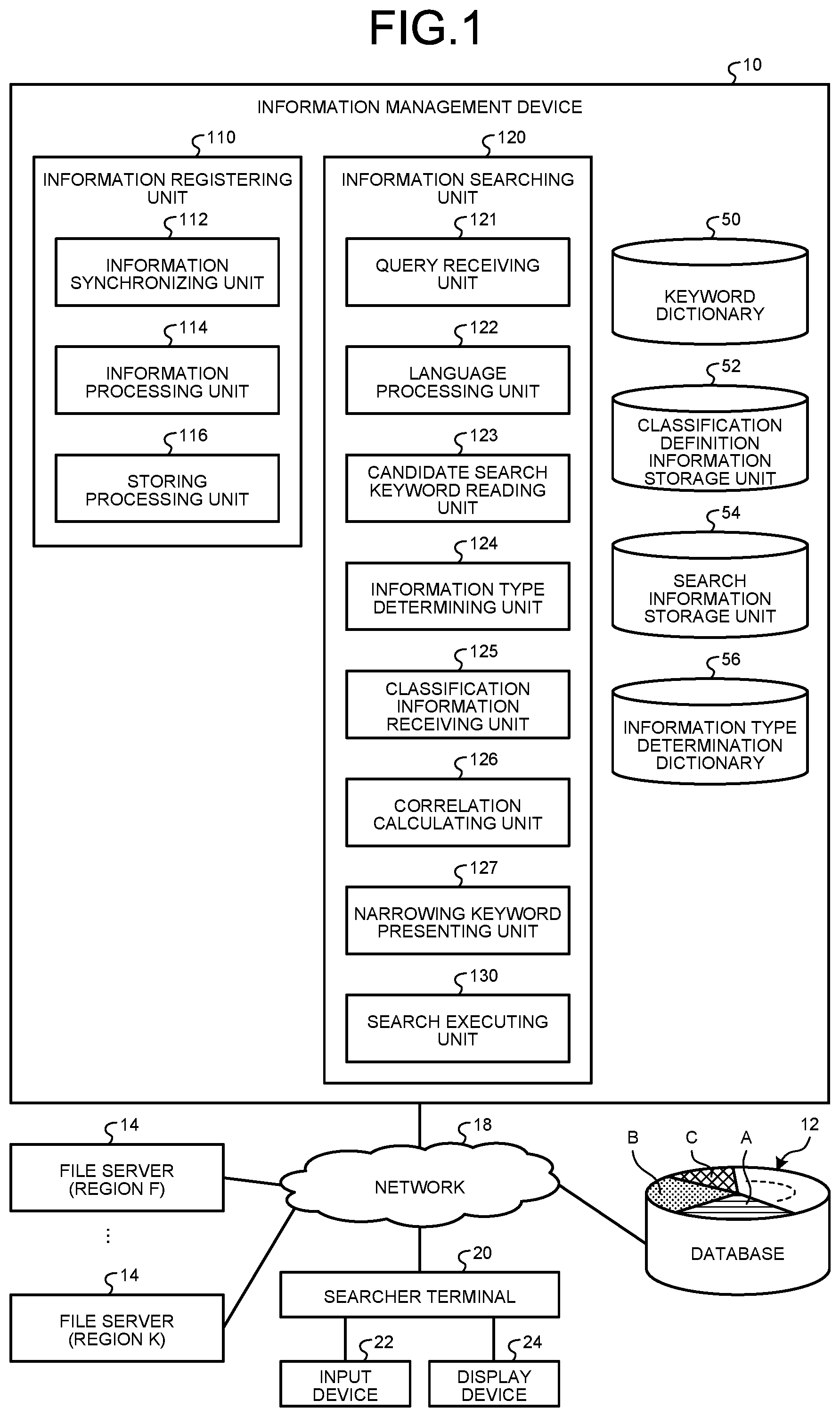 Patent US12099551 Figure 1 – Information search system