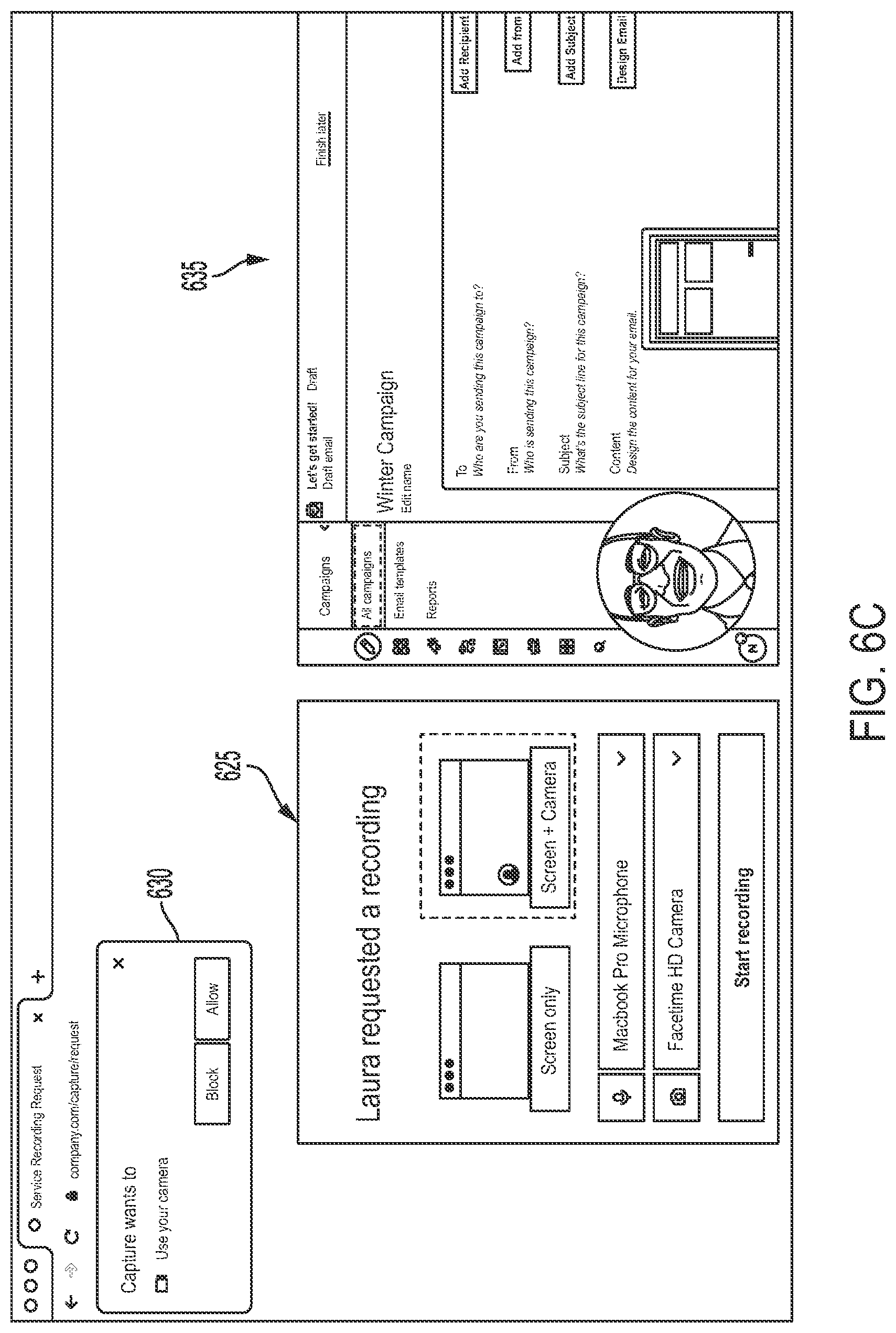 Patent US12099564 Figure 8 – User-initiated workflow to collect media