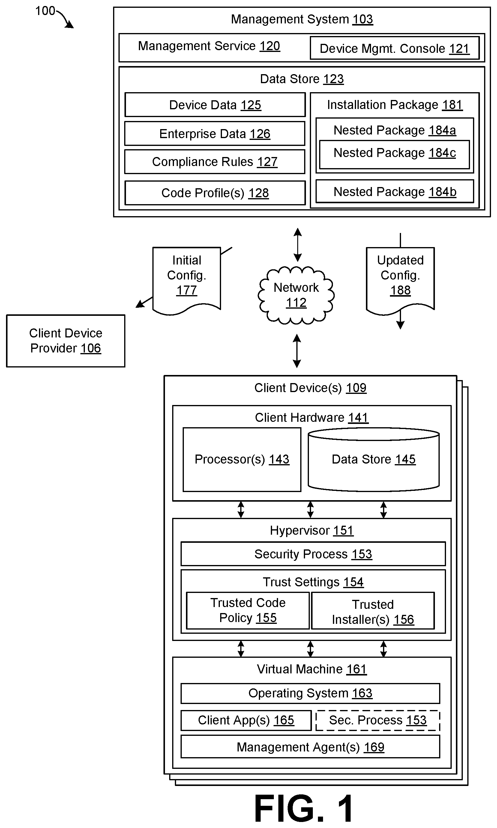 Patent US12099610 Figure 1 – Dynamic application deployment in trusted code environments