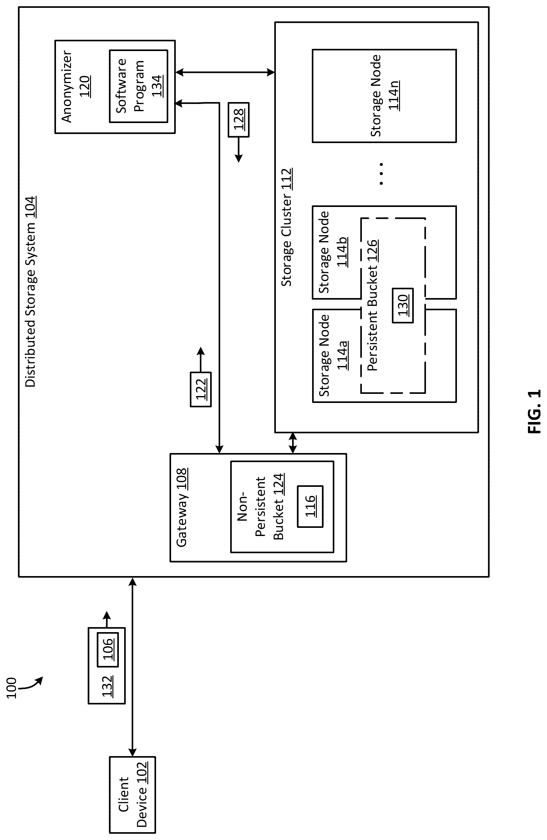 Patent US12099633 Figure 1 – Automatically anonymizing data in a distributed storage system