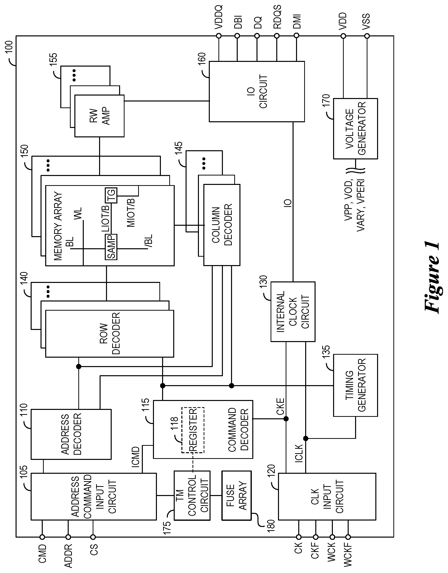 Patent US12099639 Figure 1 – Semiconductor device with secure access key and associated methods and systems
