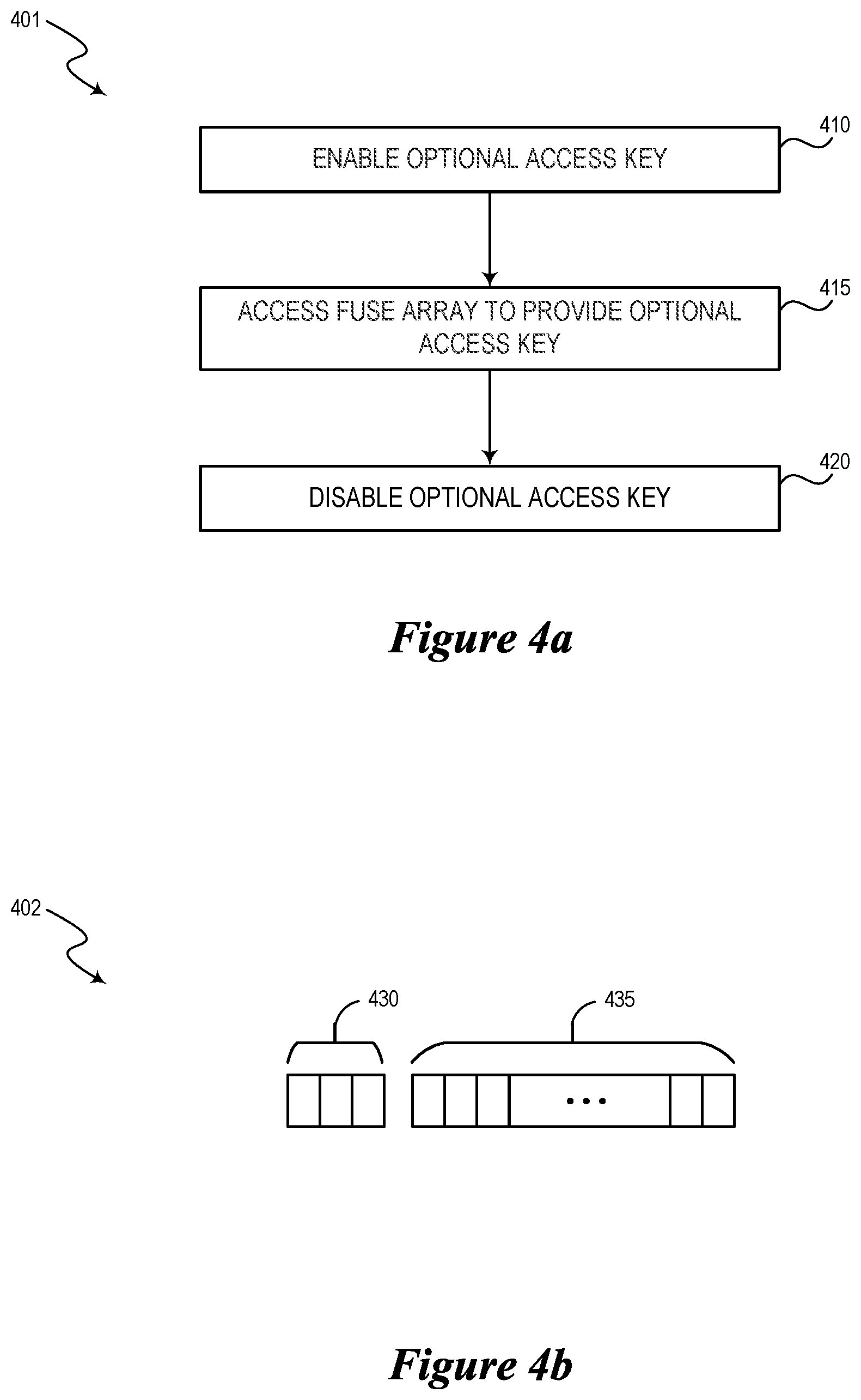 Patent US12099639 Figure 4 – Semiconductor device with secure access key and associated methods and systems