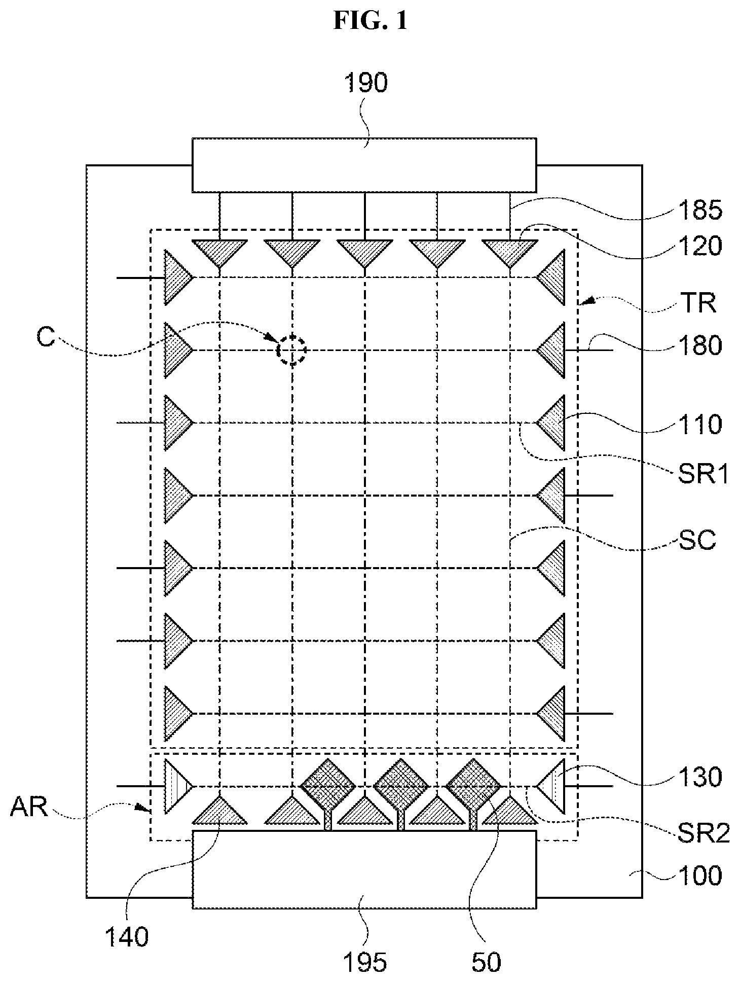 Patent US12099670 Figure 1 – Antenna-inserted electrode structure and image display device including the same