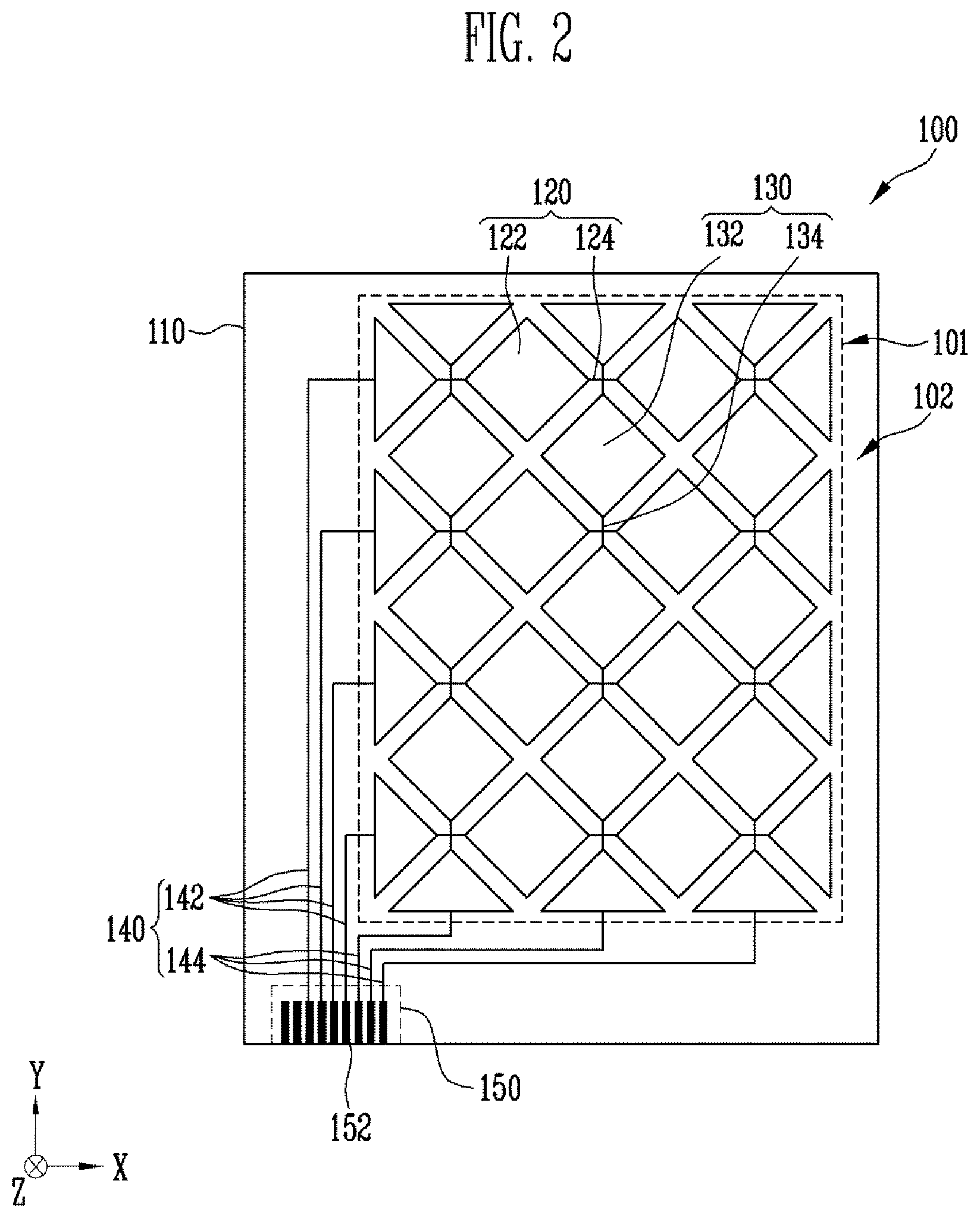Patent US12099671 Figure 2 – Touch sensor and display device including the same