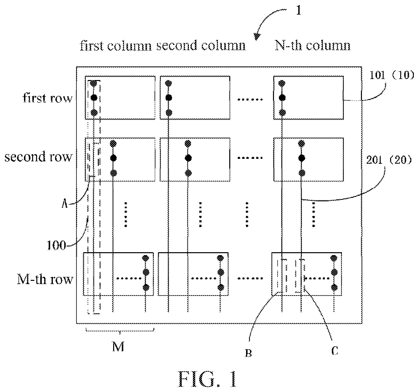 Patent US12099676 Figure 1 – Touch display panel