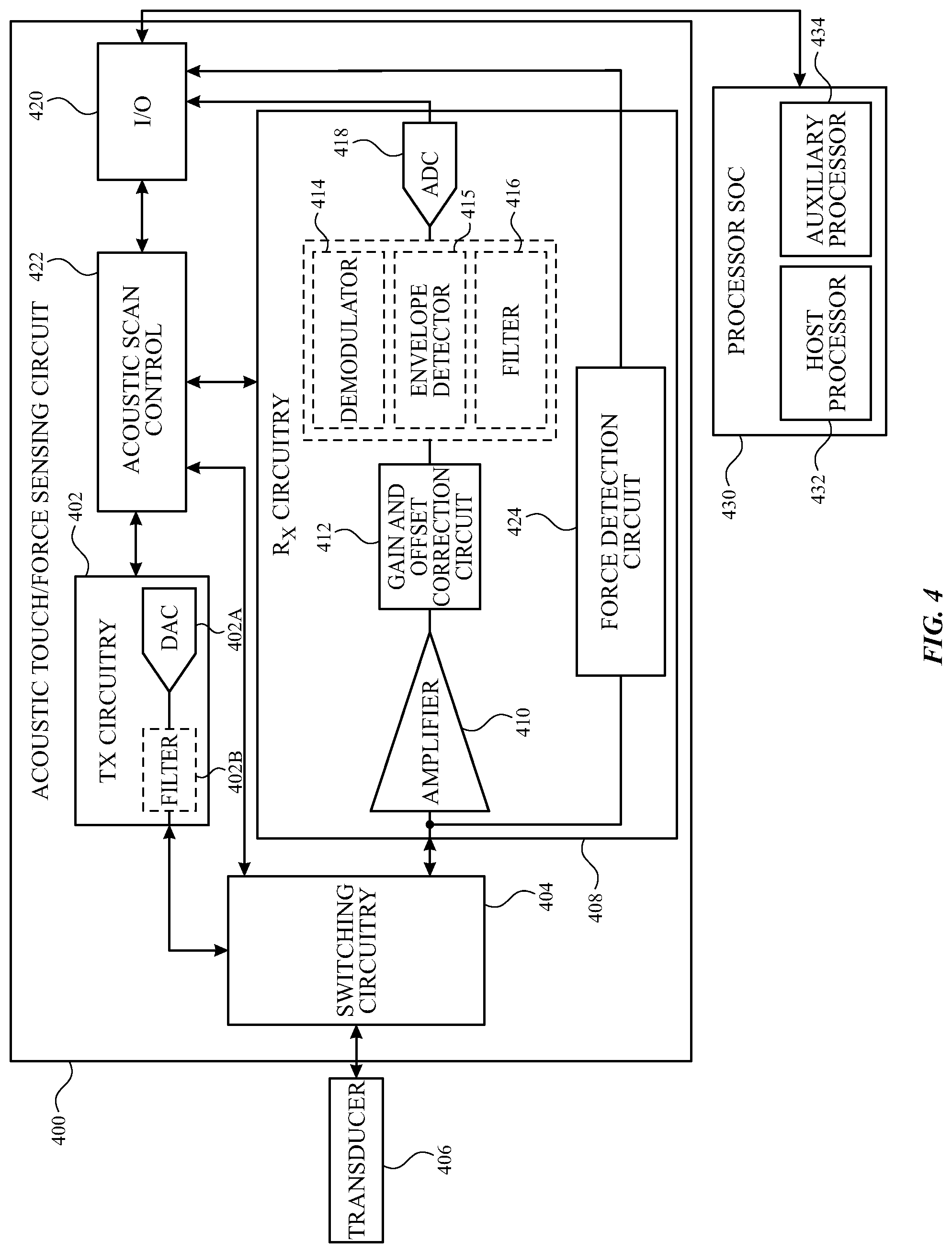 Patent US12099683 Figure 5 – Differential acoustic touch and force sensing