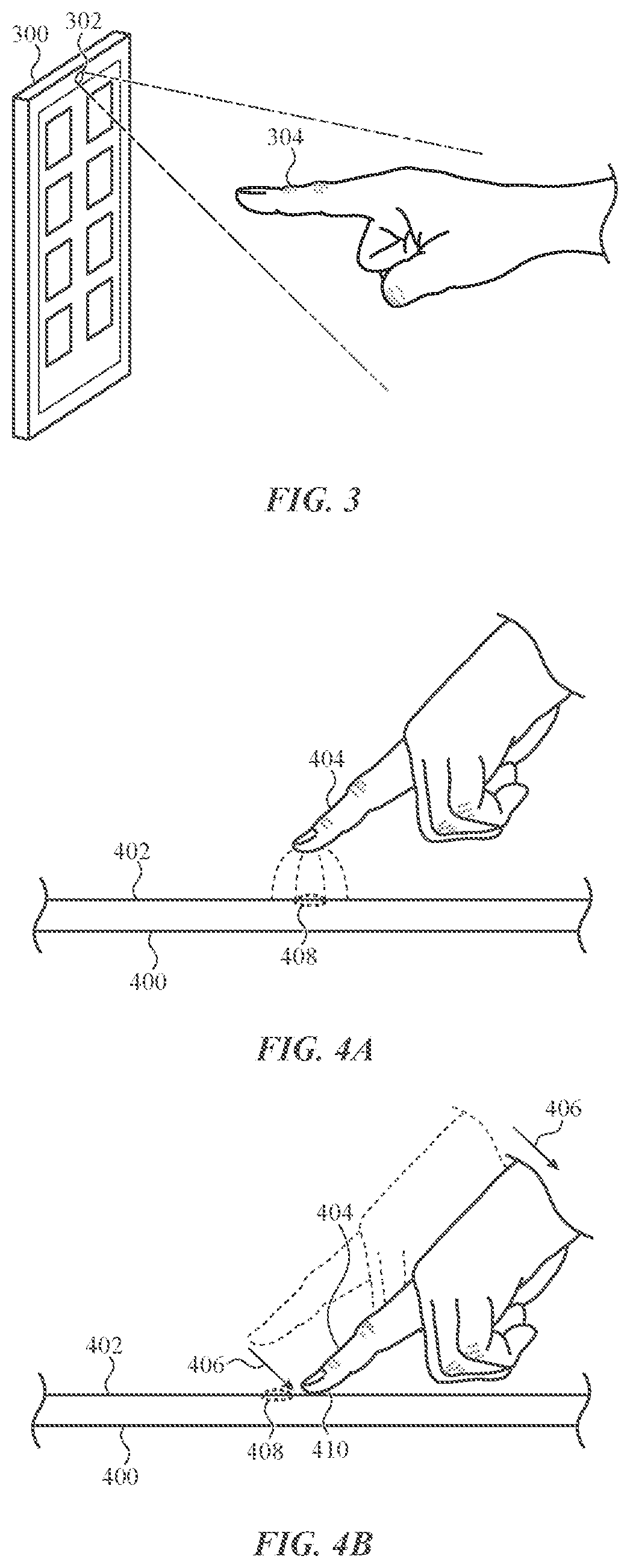 Patent US12099684 Figure 4 – Input location correction based on device motion
