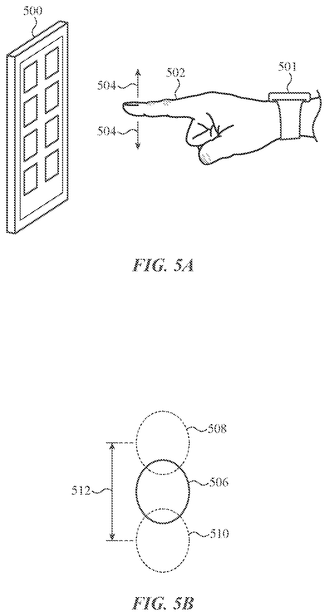 Patent US12099684 Figure 5 – Input location correction based on device motion
