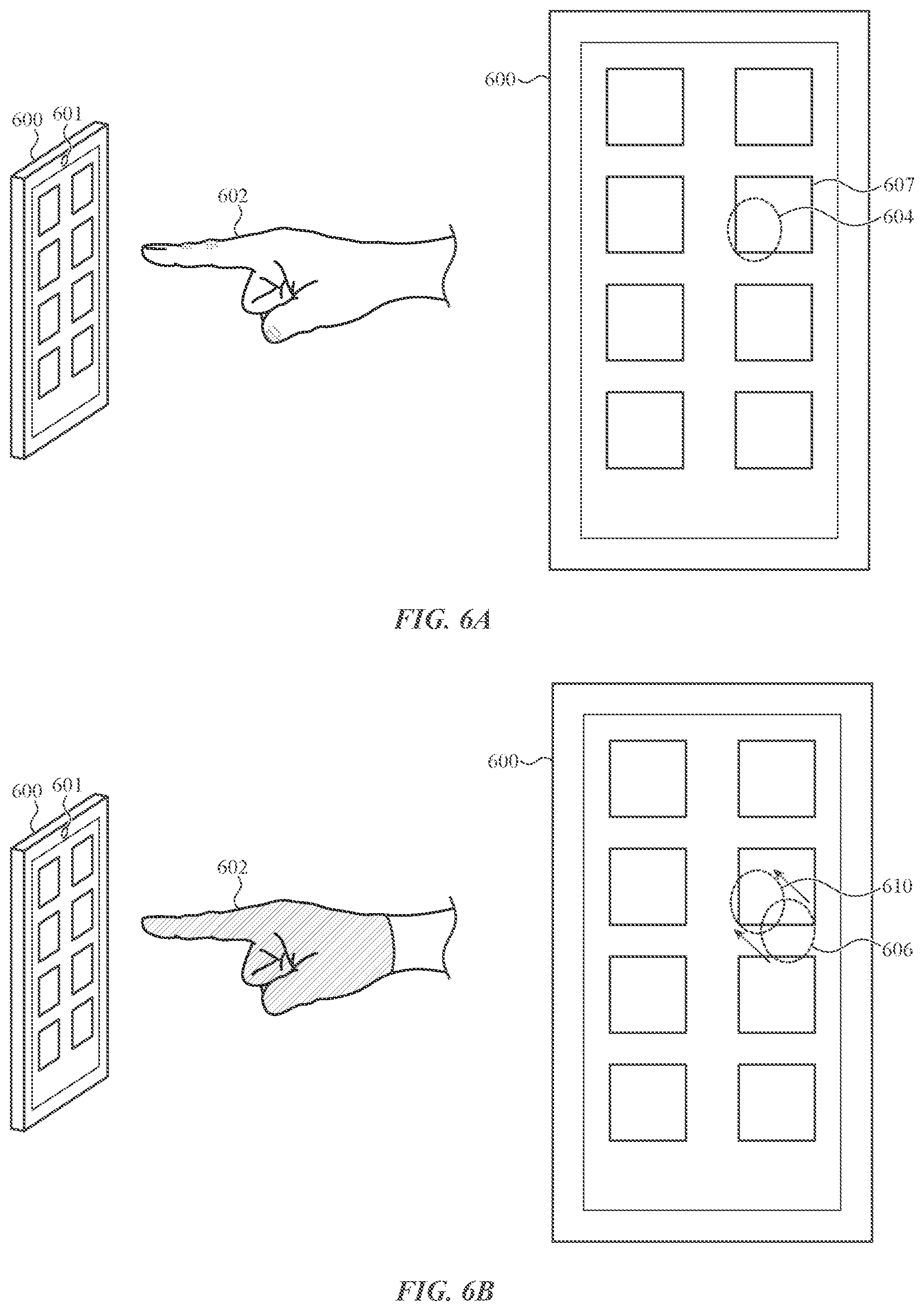 Patent US12099684 Figure 6 – Input location correction based on device motion
