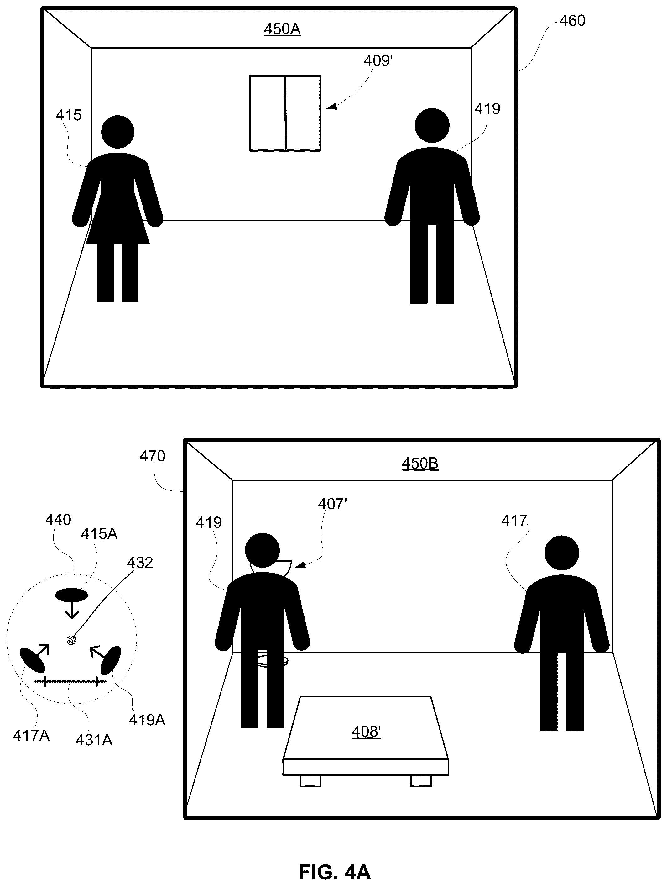 Patent US12099695 Figure 4 – Systems and methods of managing spatial groups in multi-user communication sessions