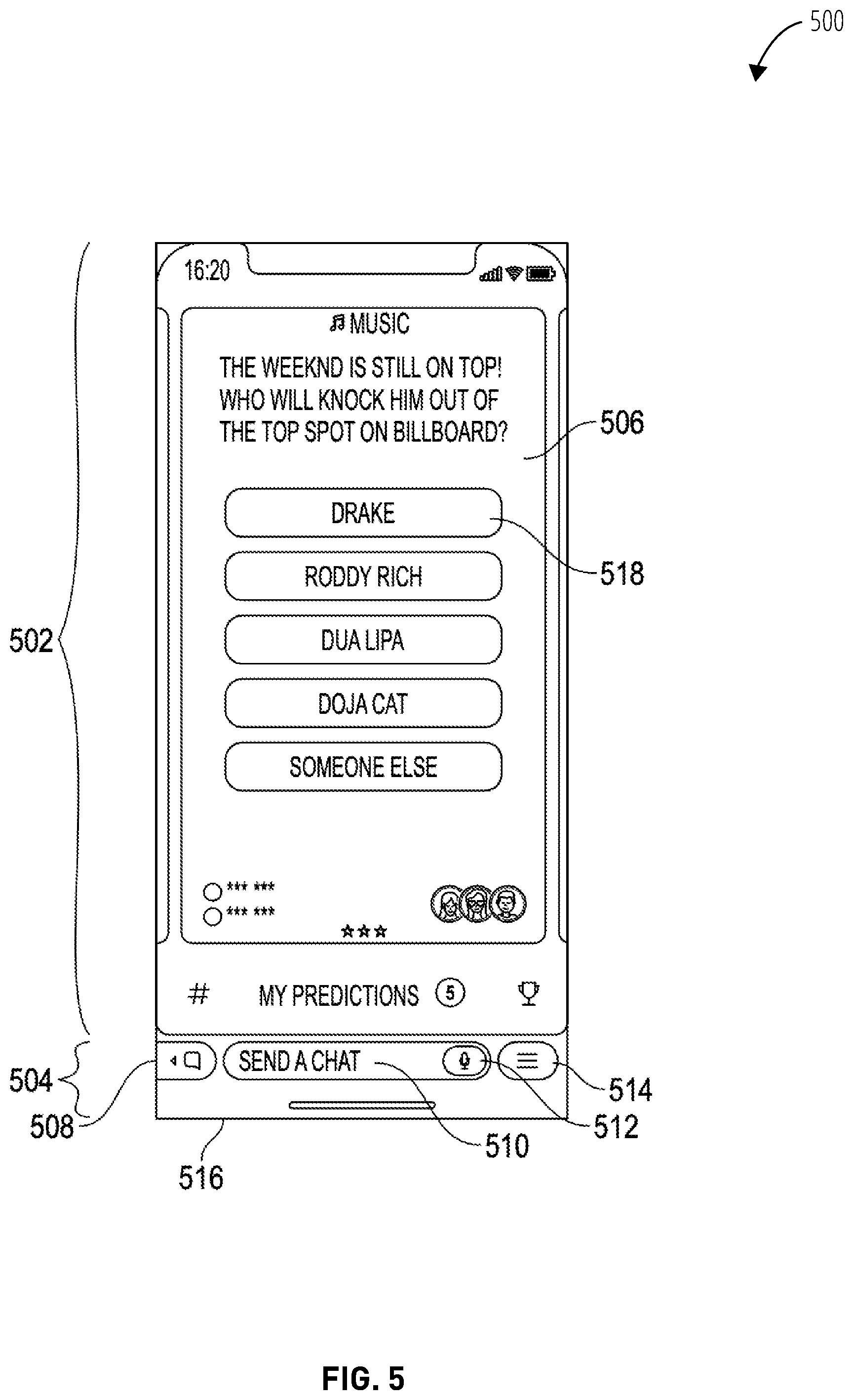 Patent US12099698 Figure 5 – Contextual sending menu