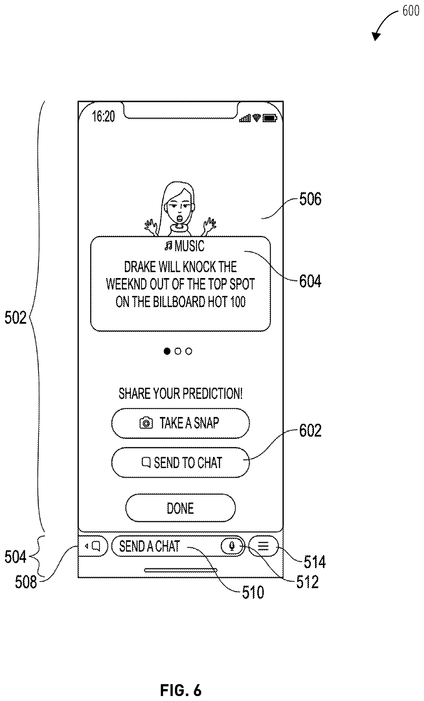Patent US12099698 Figure 6 – Contextual sending menu