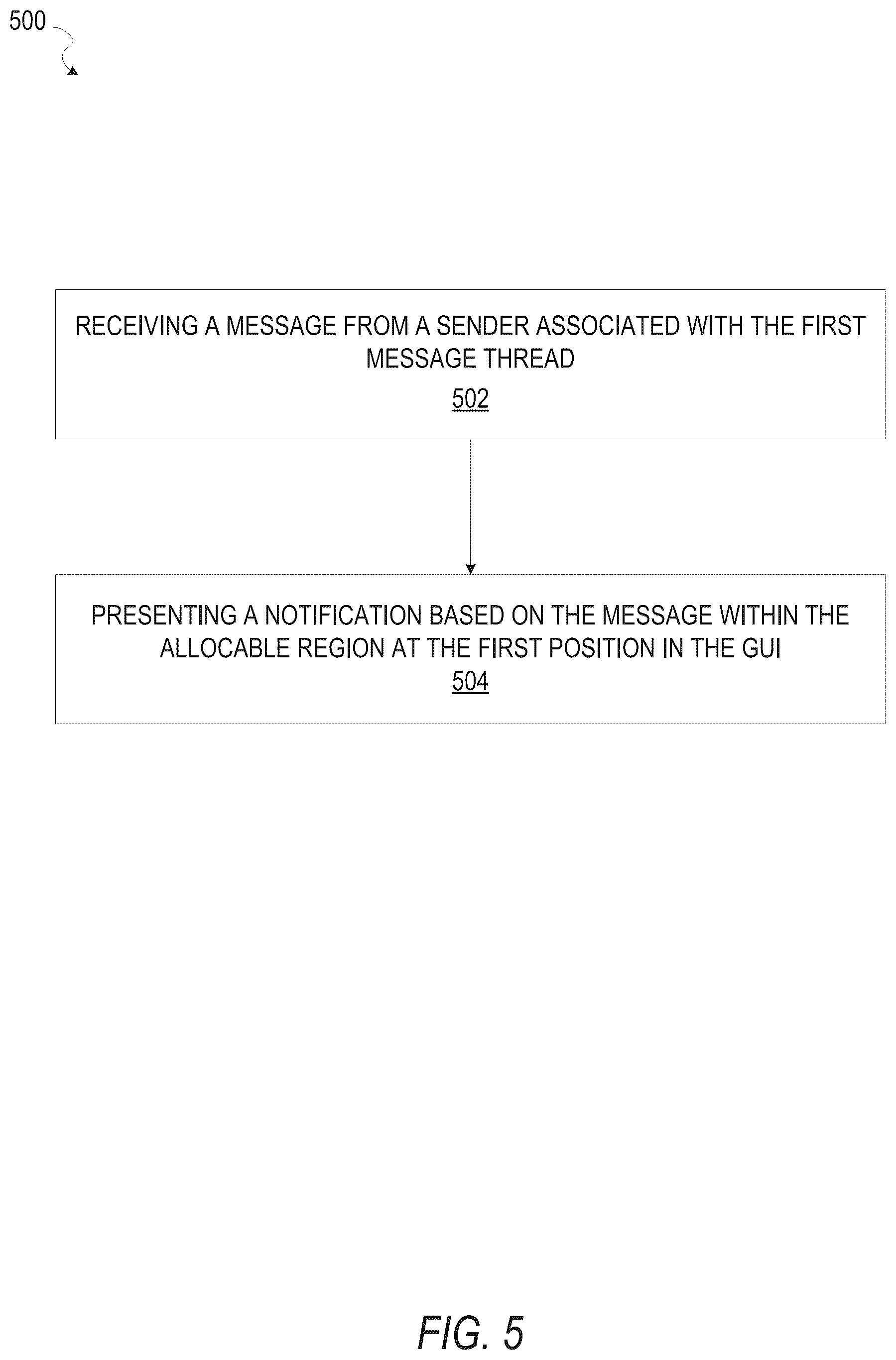 Patent US12099701 Figure 5 – Message thread prioritization interface
