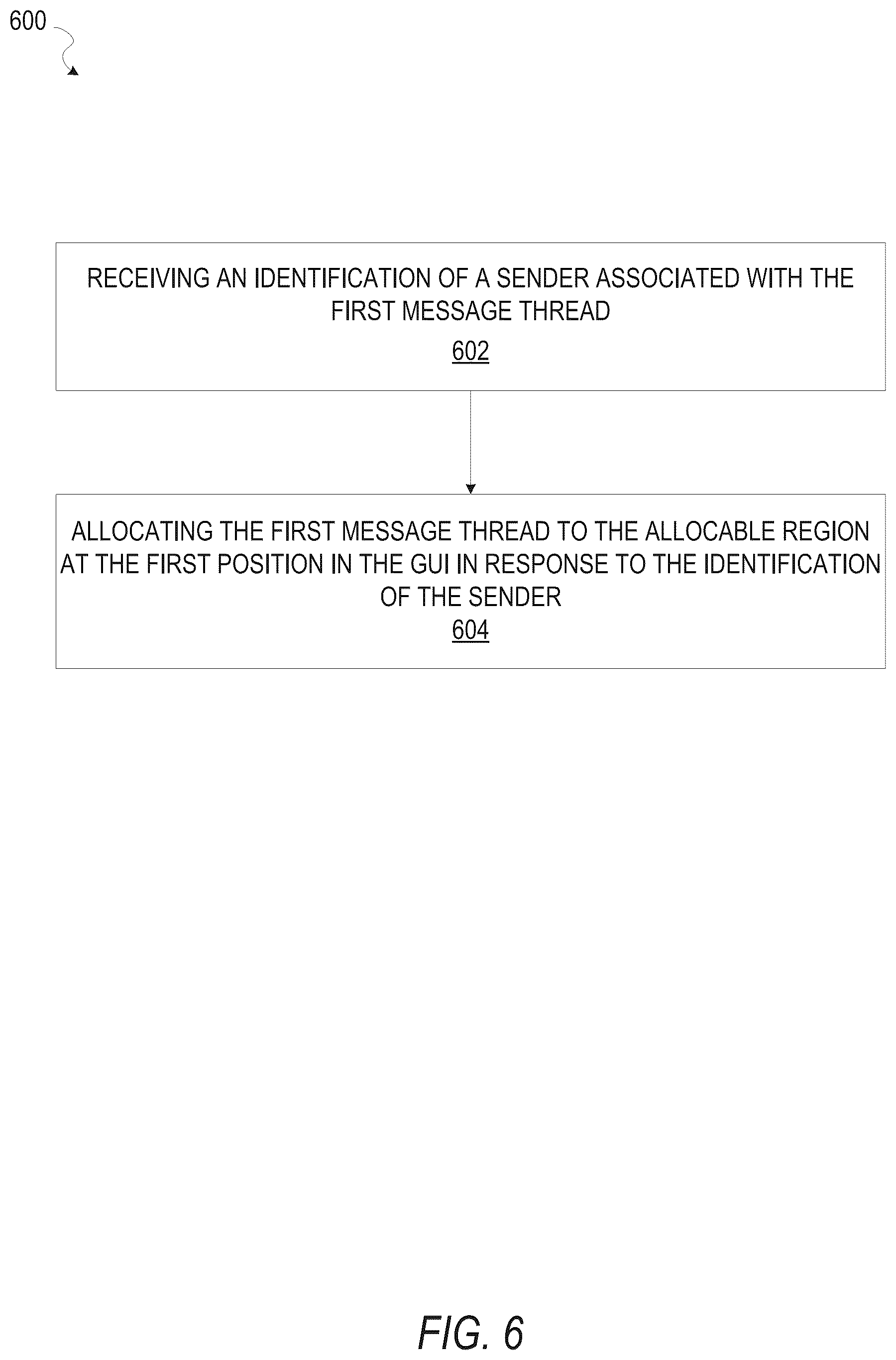 Patent US12099701 Figure 6 – Message thread prioritization interface