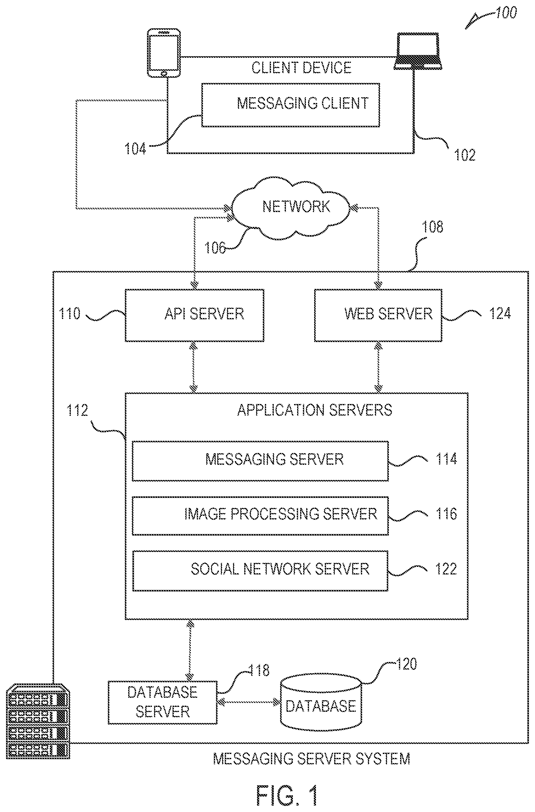 Patent US12099702 Figure 1 – Messaging system for resurfacing content items