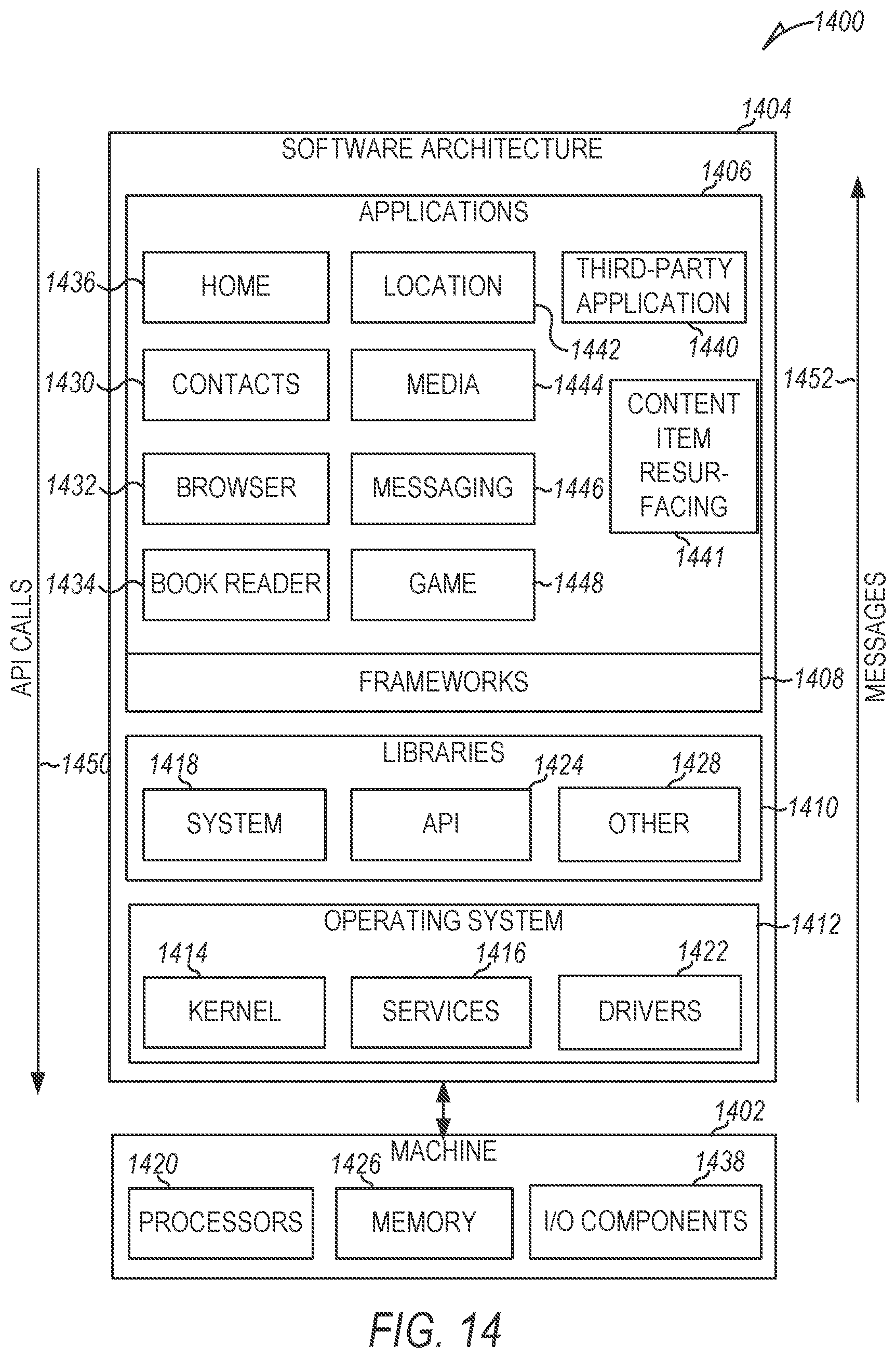 Patent US12099702 Figure 14 – Messaging system for resurfacing content items